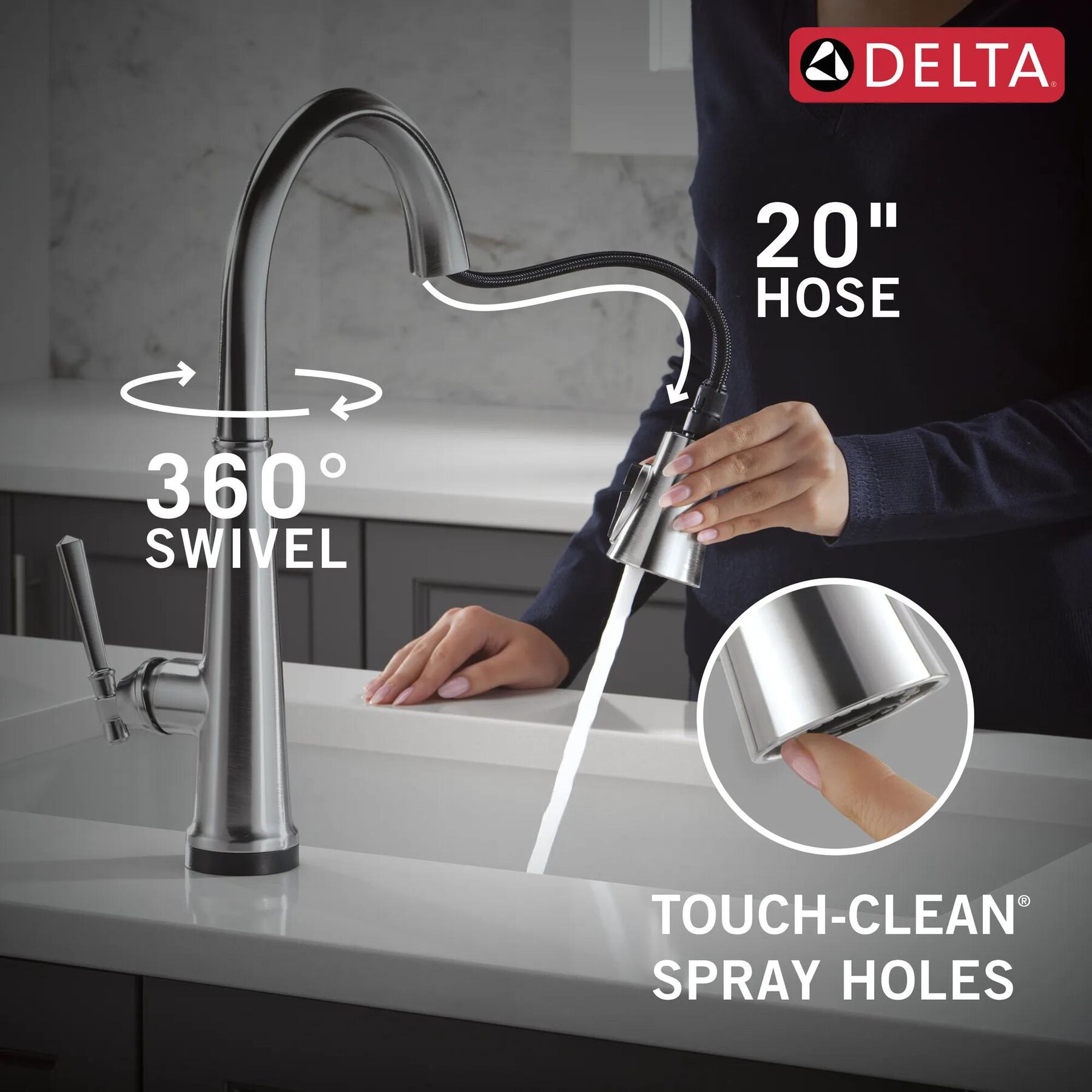 Touch<sub>2</sub>O&reg; Technology Kitchen Faucet with Touchless Technology
