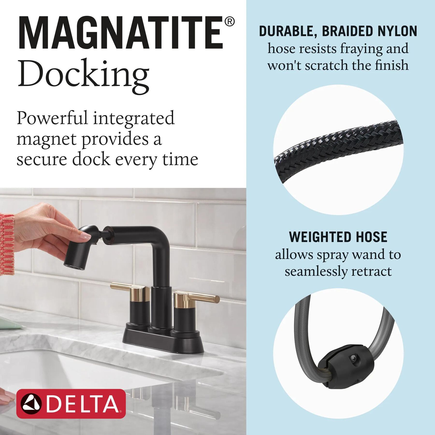 Two Handle Centerset Pull-Down Bathroom Faucet