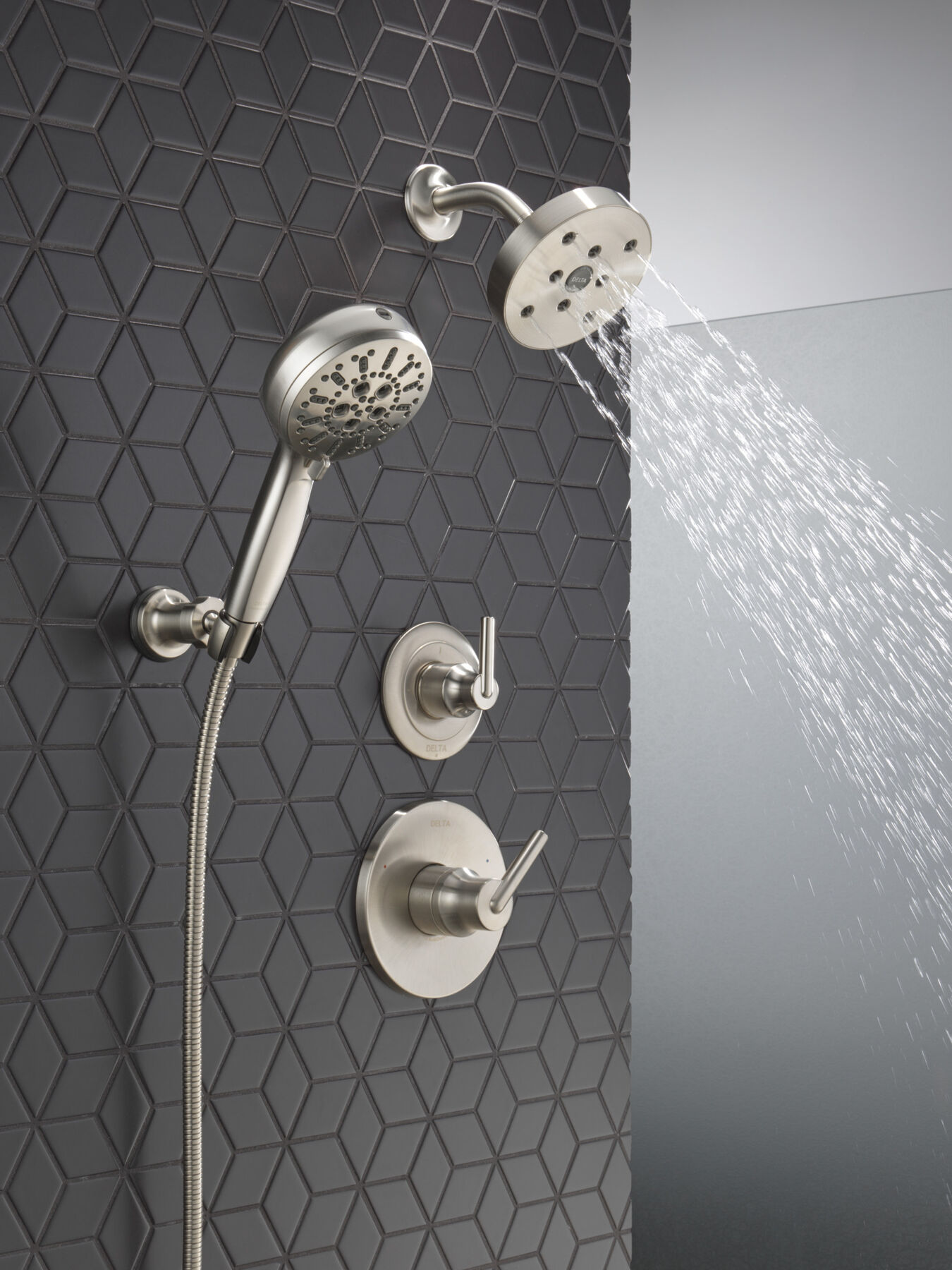 7-Setting Wall Mount Hand Shower with Cleaning Spray