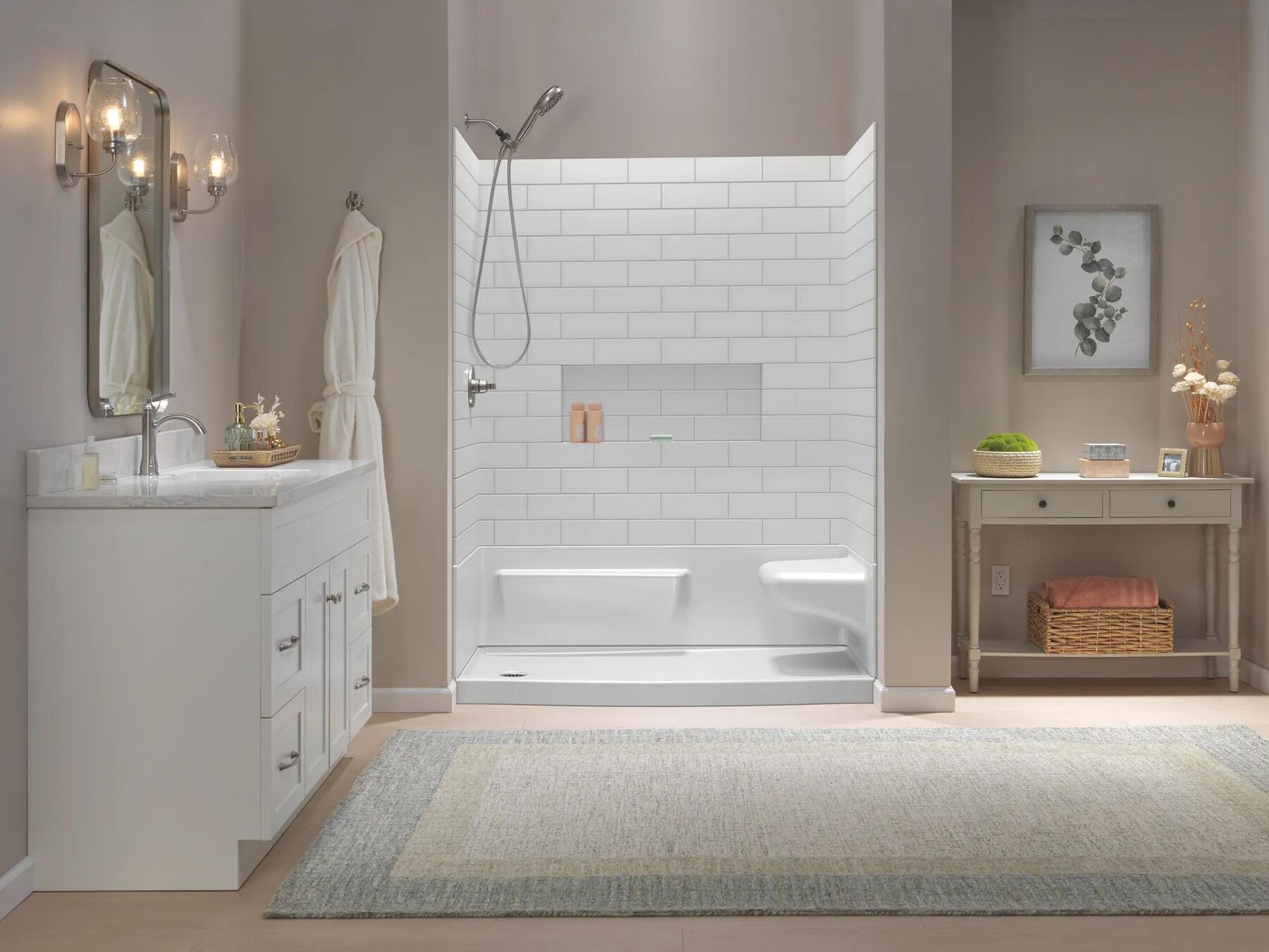 60x32 Alcove Shower Bundle - Right Seat Left Drain Curve