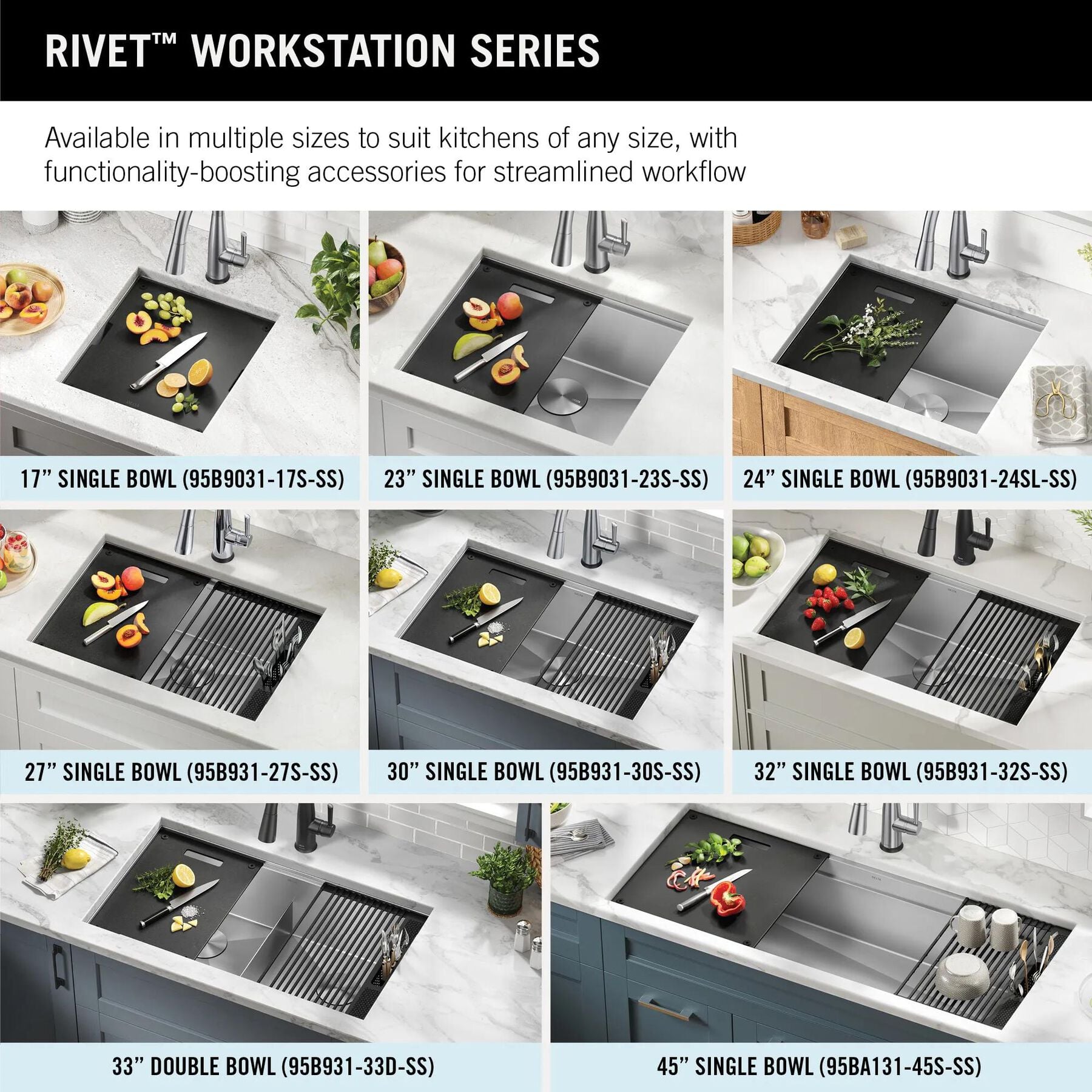 45&rdquo; Workstation Undermount Single Bowl 16 Gauge Stainless Steel Kitchen Sink with 2-Tier&nbsp;WorkFlow&trade; Ledge and Accessories