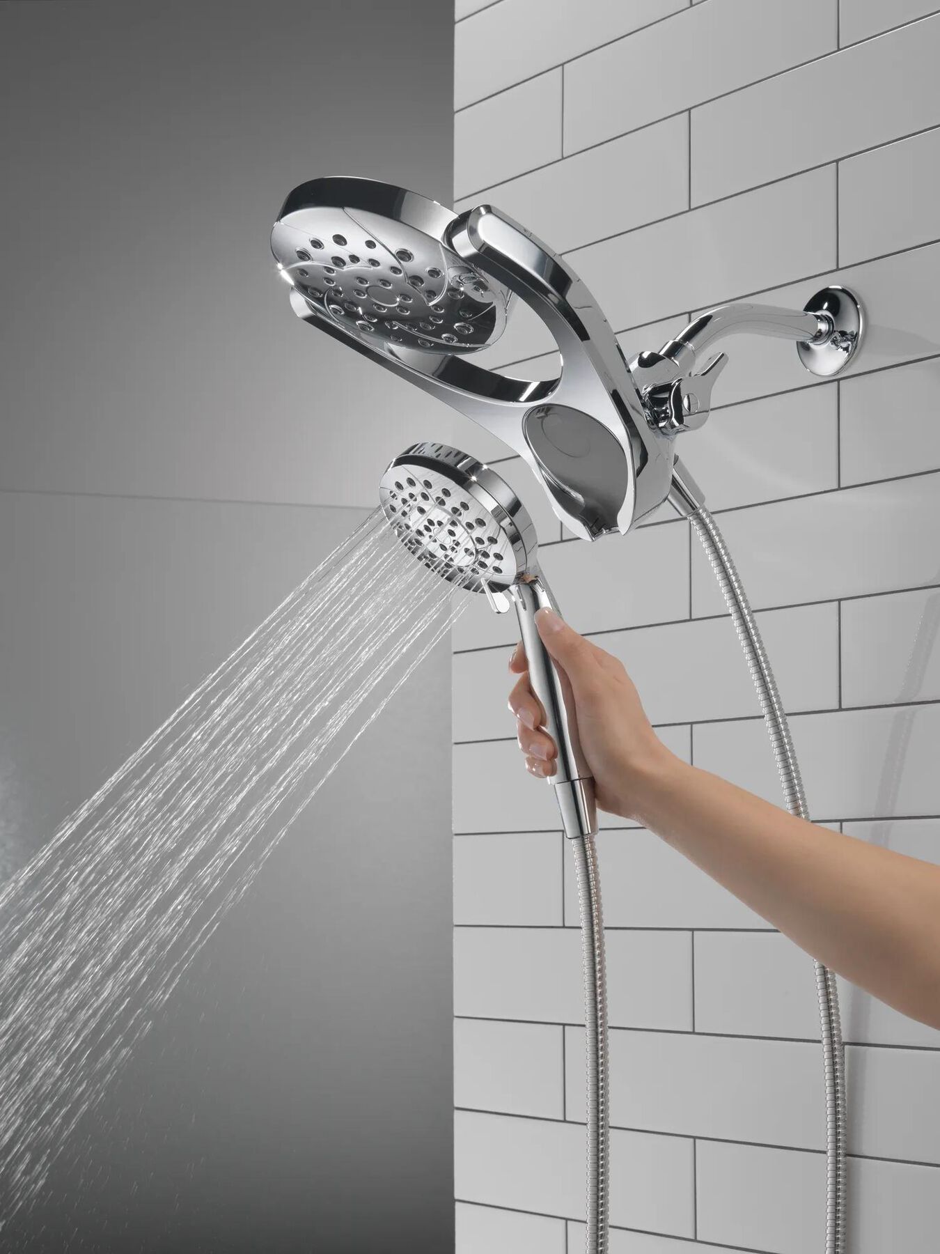 HydroRain&reg; 4-Setting Two-In-One Shower Head