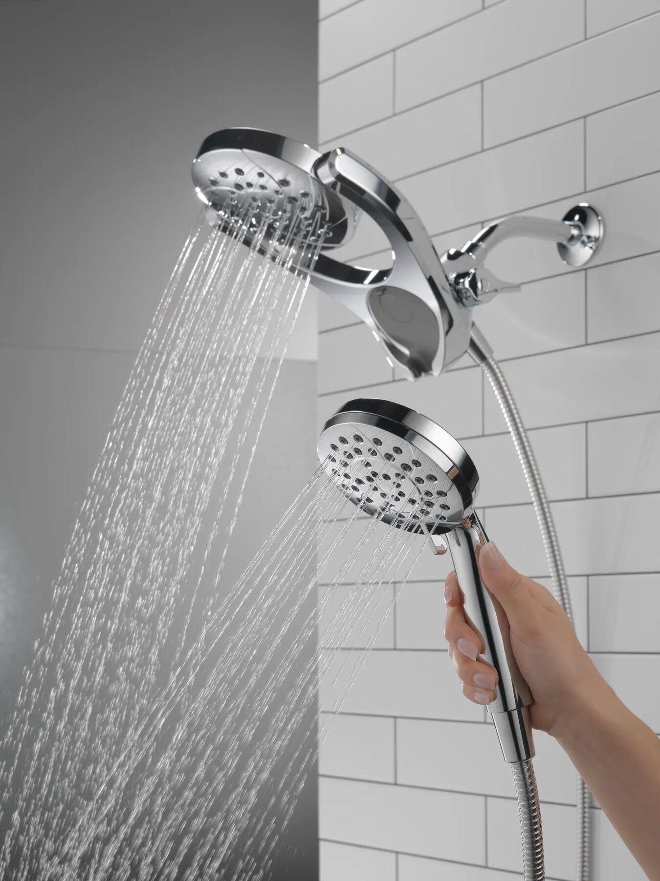 HydroRain&reg; 4-Setting Two-In-One Shower Head