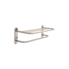24" Brass Towel Shelf with Brass Step Style Beveled Flanges and One Bar, Concealed Mounting
