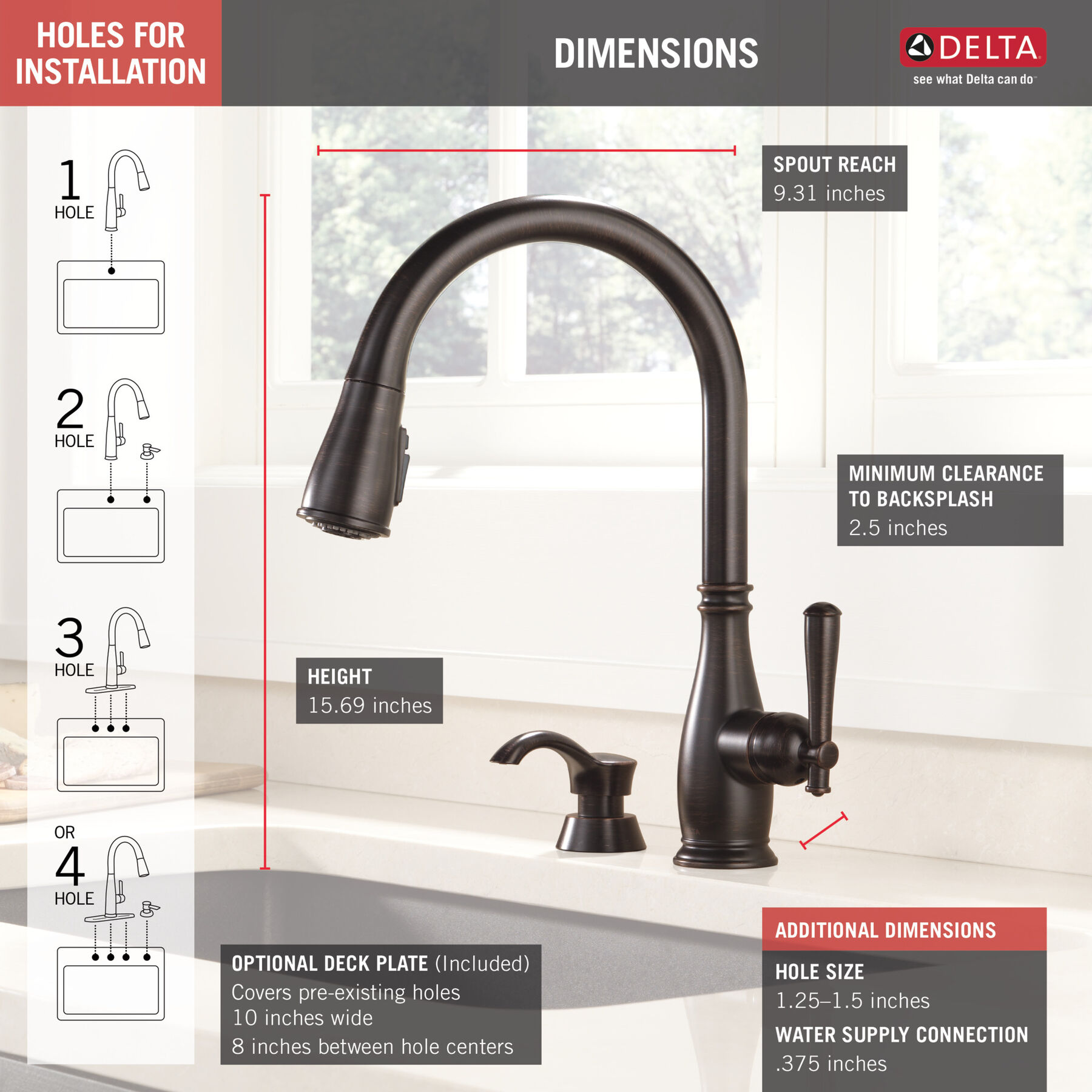 Single Handle Pull-Down Kitchen Faucet with Soap Dispenser and ShieldSpray&reg; Technology (Recertified)