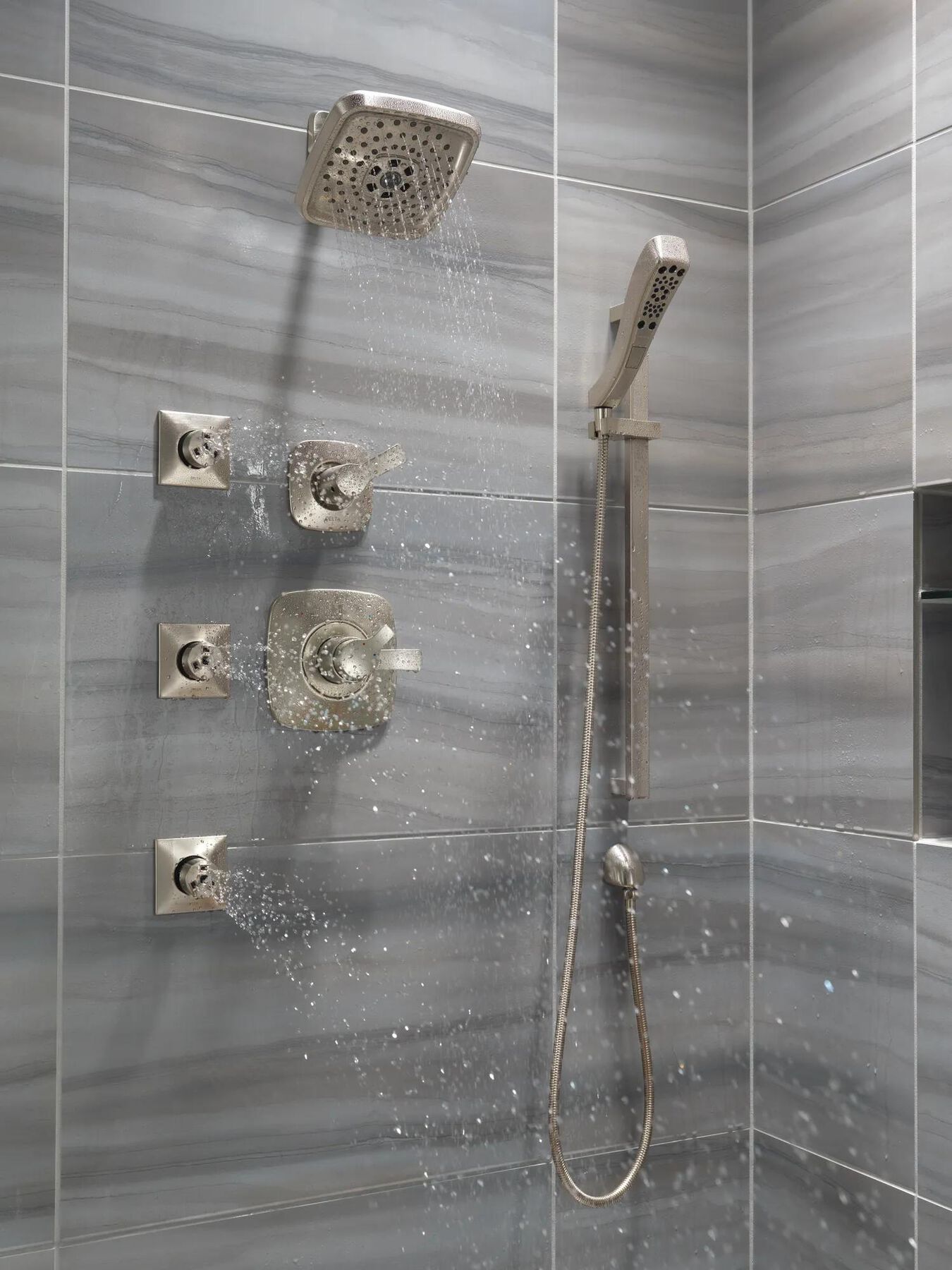 H<sub>2</sub>Okinetic&reg; 4-Setting Slide Bar Hand Shower
