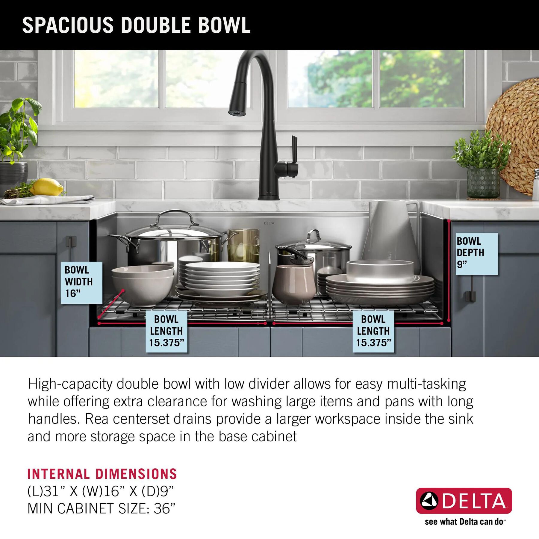 33&rdquo; Workstation Kitchen Sink Undermount&nbsp;16 Gauge&nbsp;Stainless Steel 50/50 Double Bowl with&nbsp;WorkFlow&trade; Ledge and&nbsp;Accessories