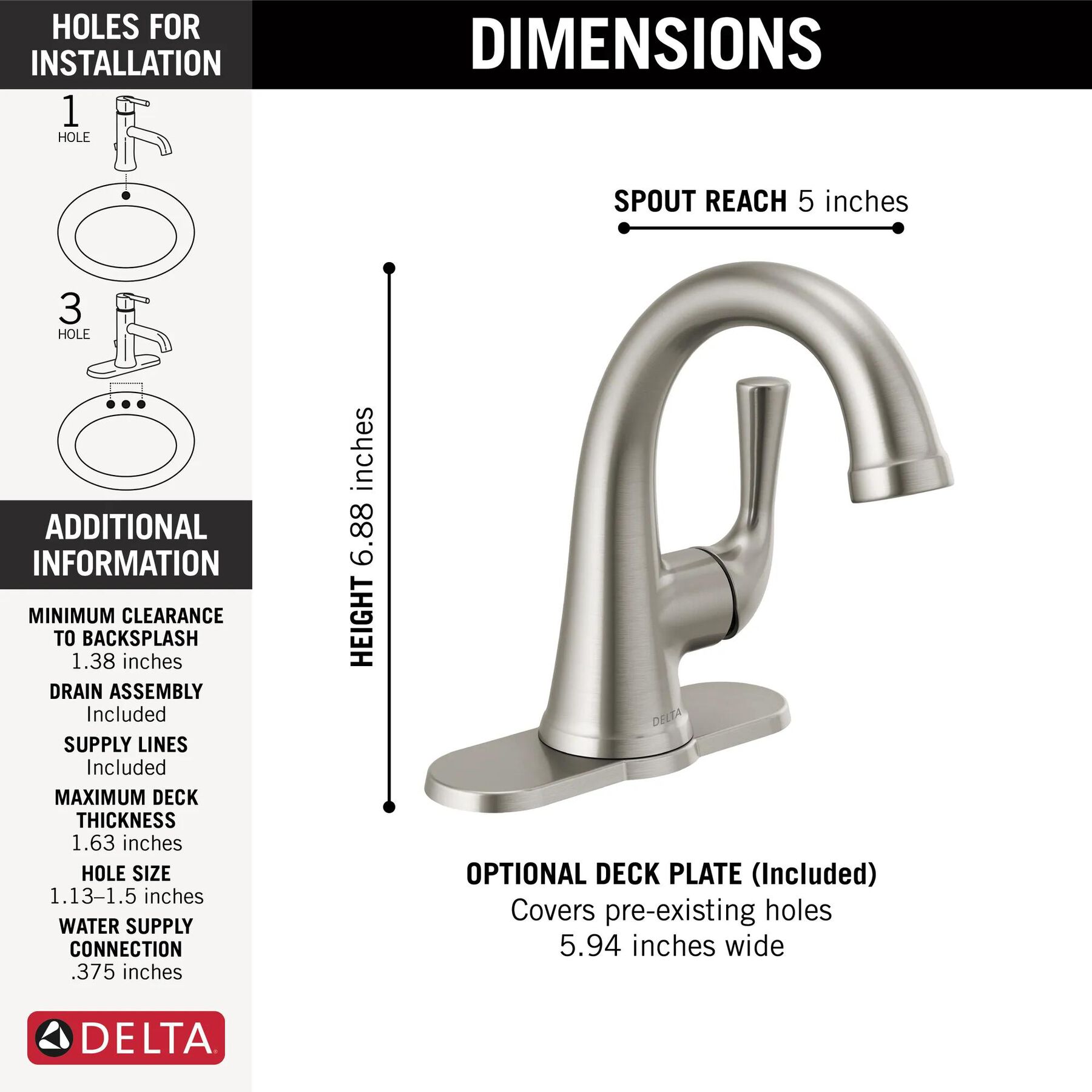 Single-Hole Bathroom Faucet (Recertified)