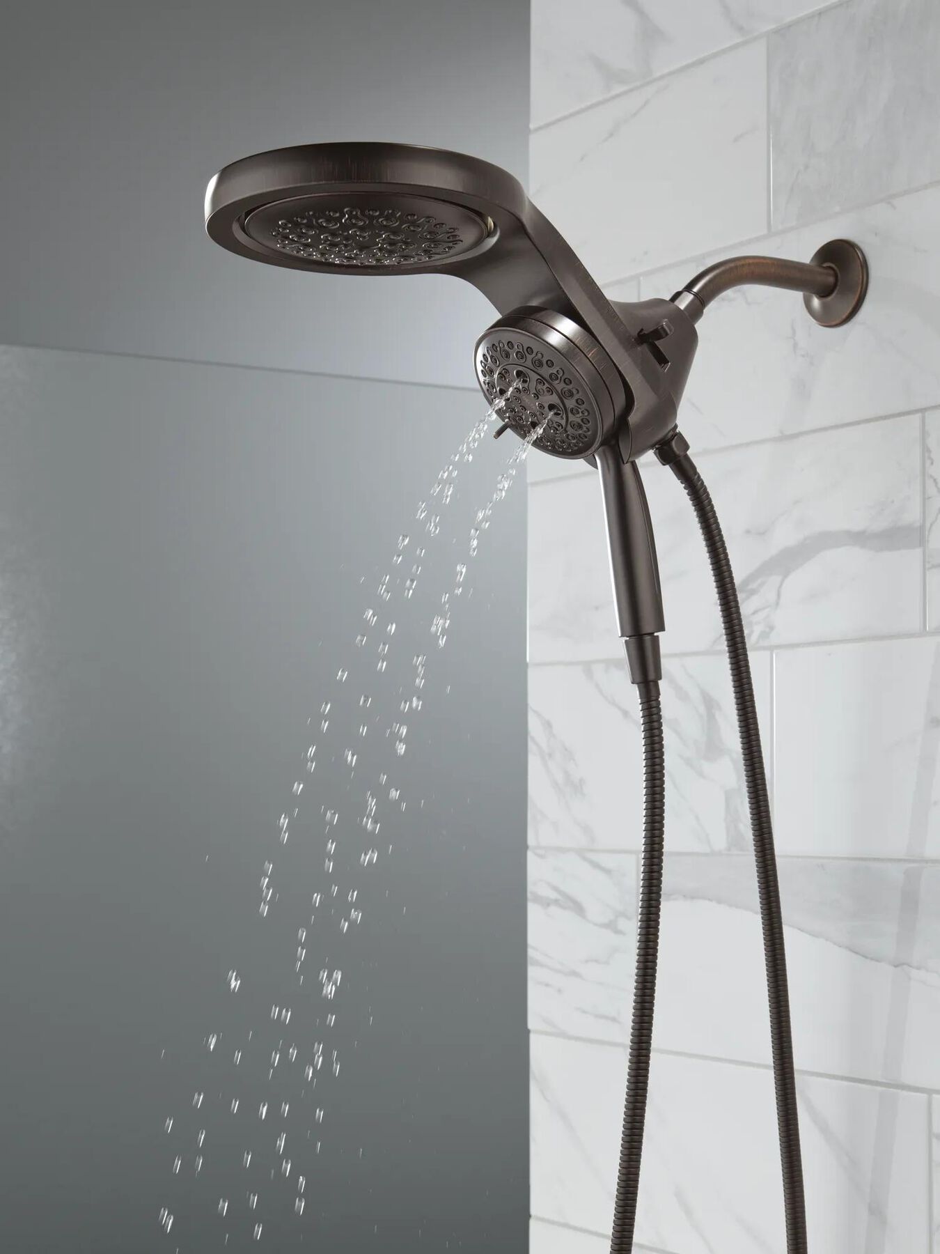 HydroRain&reg; H<sub>2</sub>Okinetic&reg; 5-Setting Two-in-One Shower Head