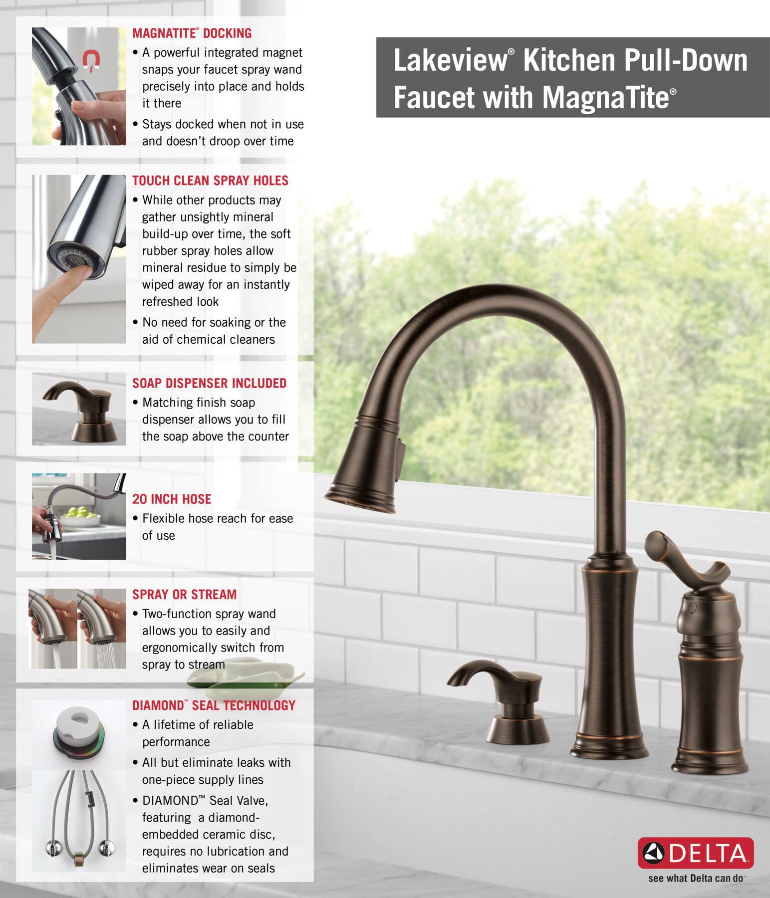 Pull-Down Kitchen Faucet with Soap Dispenser (Recertified)
