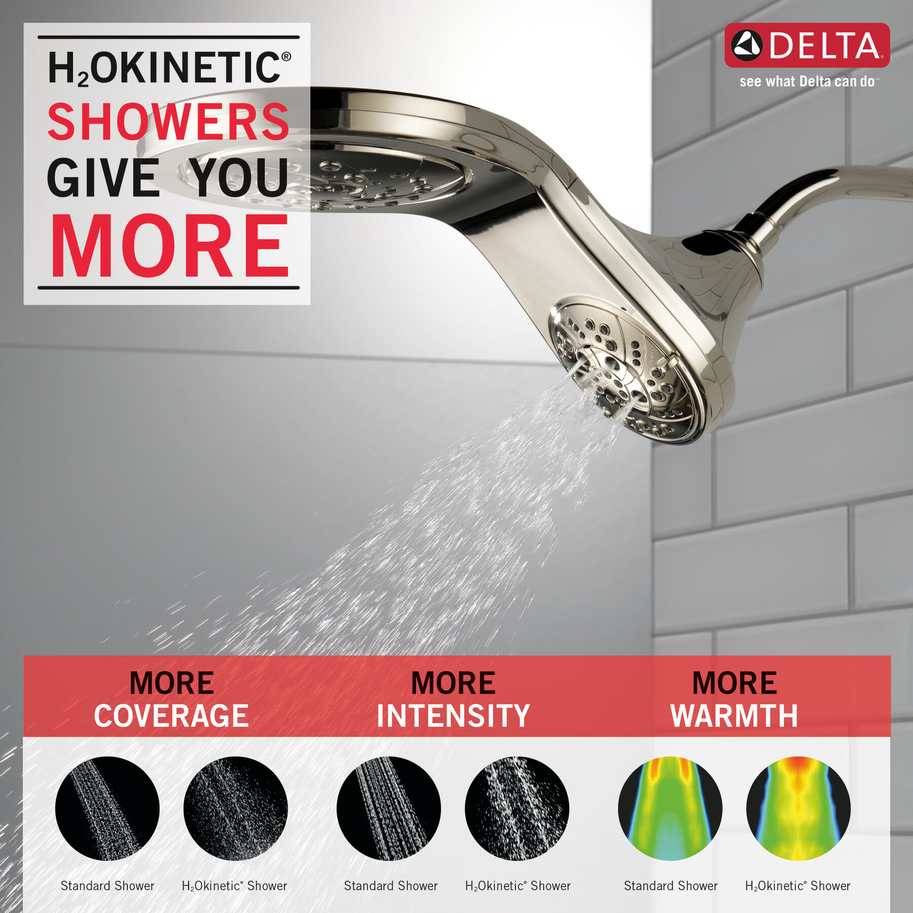 HydroRain&reg; H<sub>2</sub>Okinetic&reg; In2ition&reg; 5-Setting Two-in-One Shower