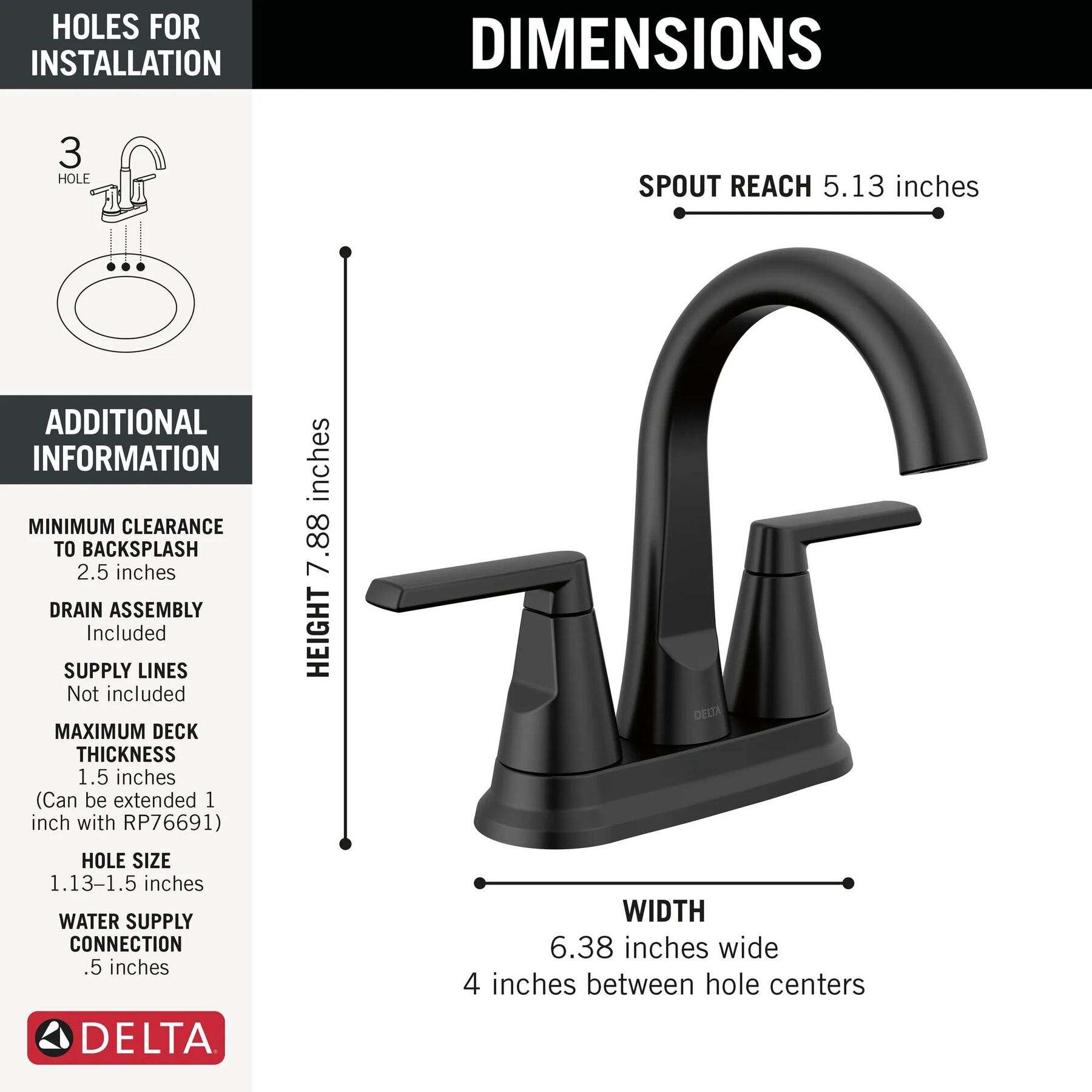 Two Handle Centerset Bathroom Faucet (Recertified)