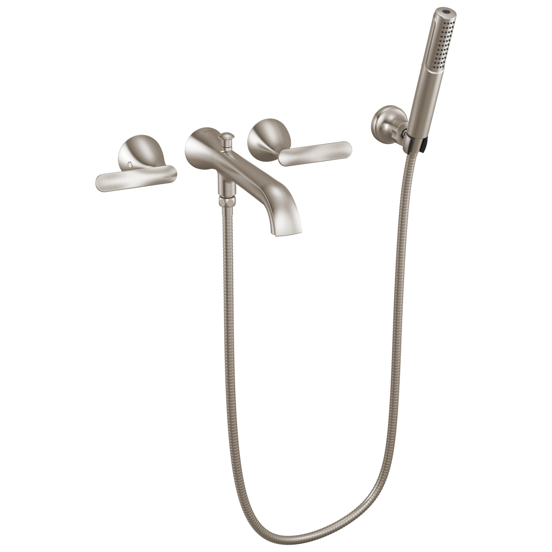Two Handle Wall Mount Tub Filler Trim with Hand Shower