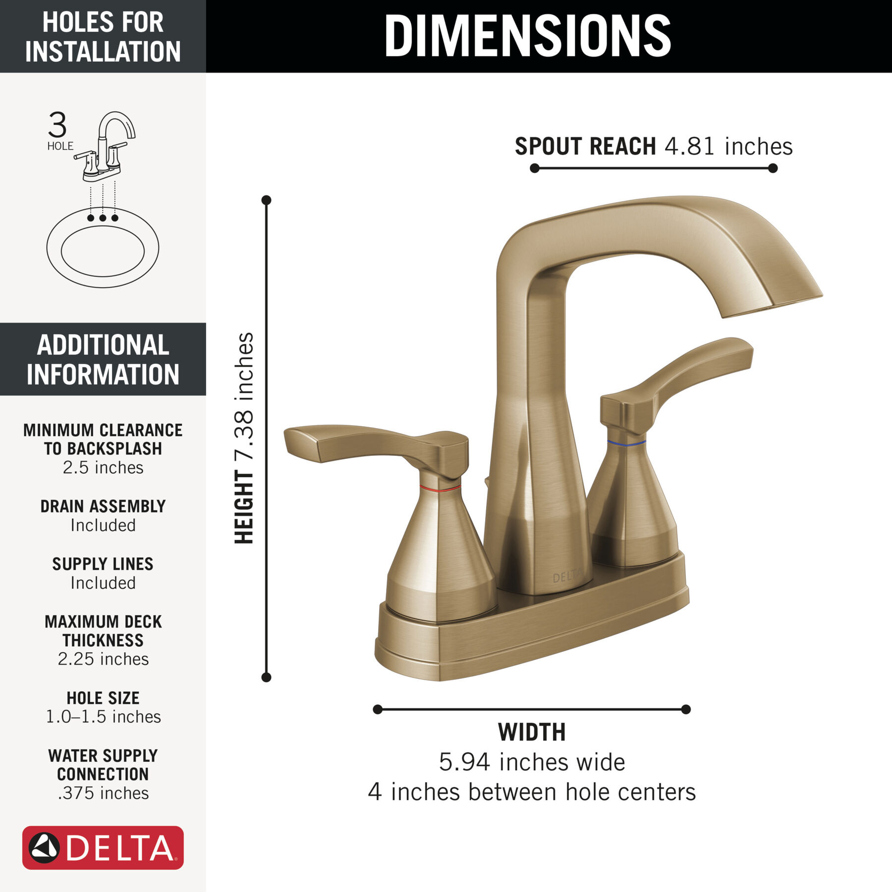 Two Handle Centerset Bathroom Faucet
