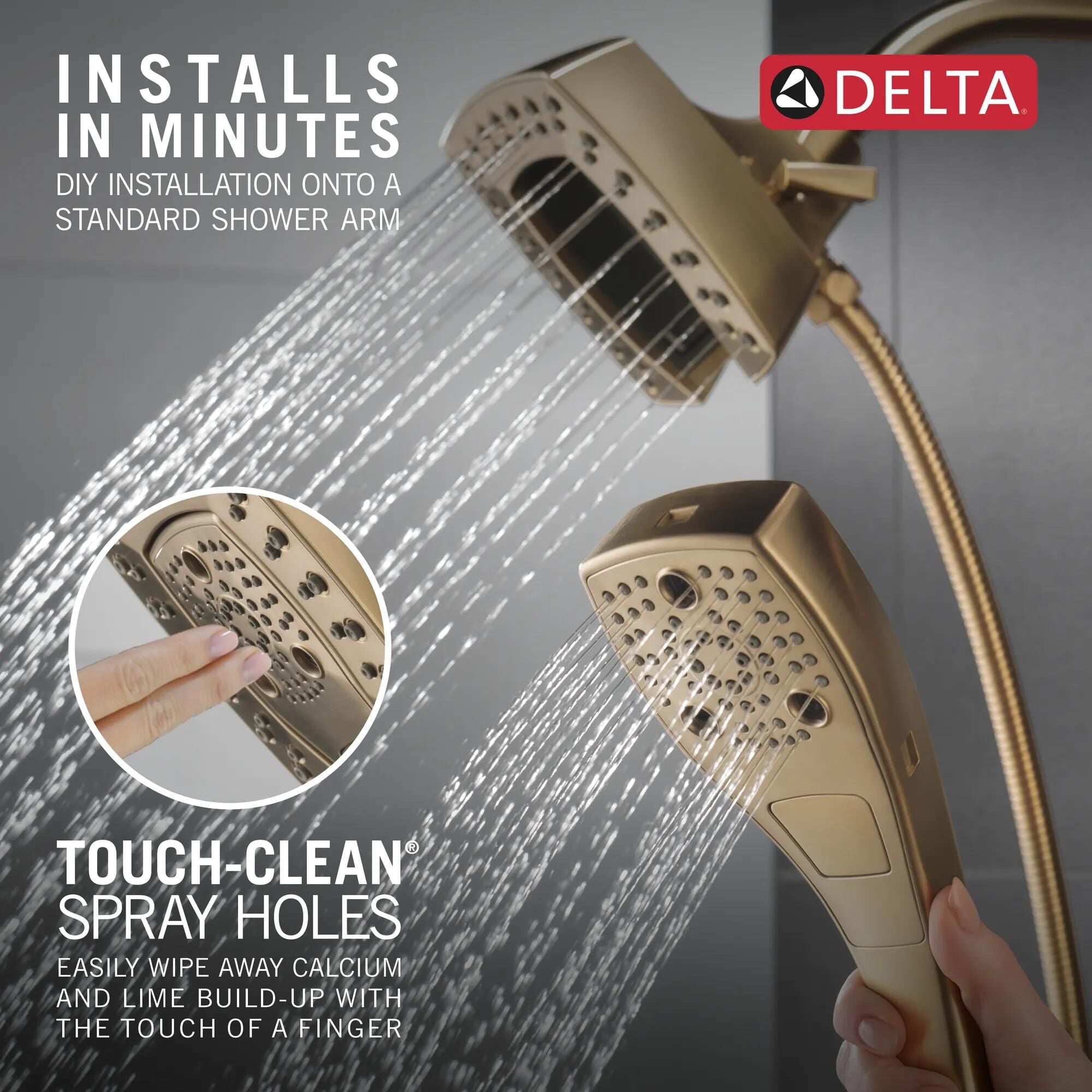 H2Okinetic® In2ition® 5-Setting Two-in-One Shower in Lumicoat