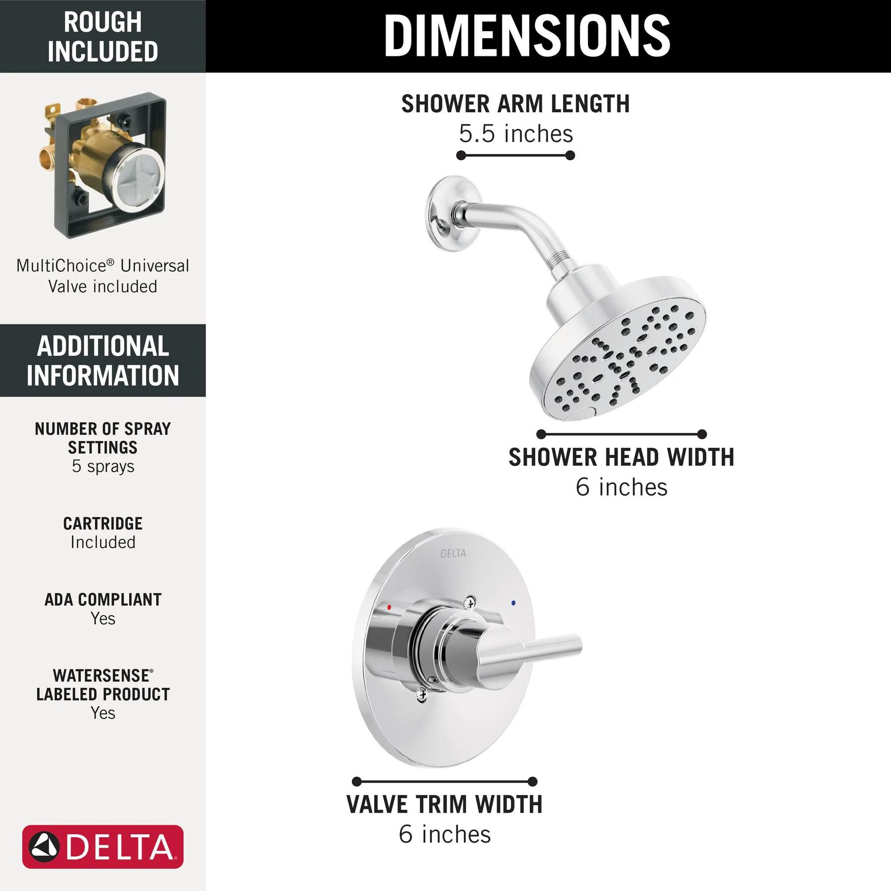 Widespread Lavatory Faucet with Shower Trim Bundle - 14 Series