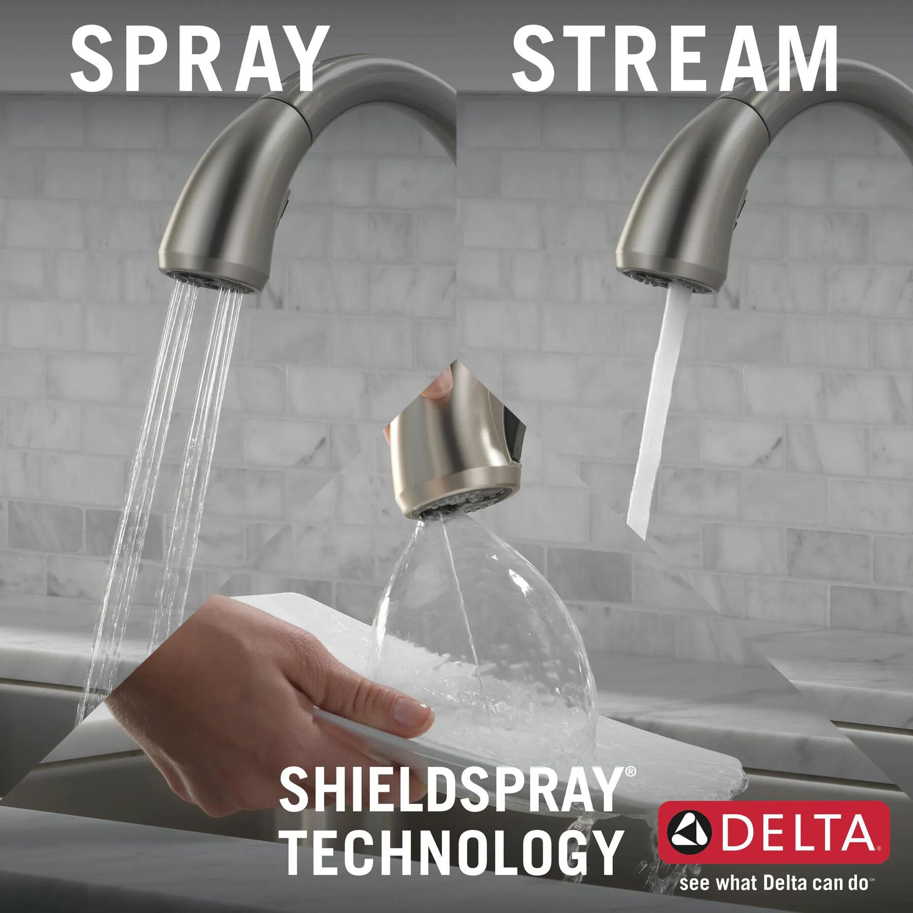 Mid-Rise Pull-Out Kitchen Faucet with Soap Dispenser and ShieldSpray Technology (Recertified)