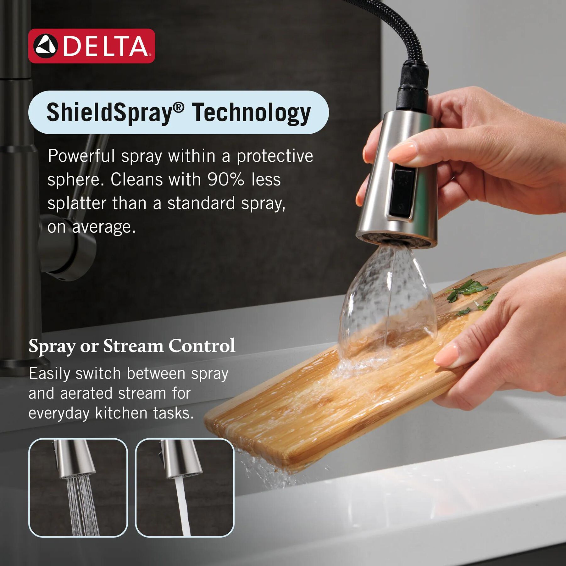 Single Handle Pull-Down Kitchen Faucet with Soap Dispenser and ShieldSpray&reg; Technology