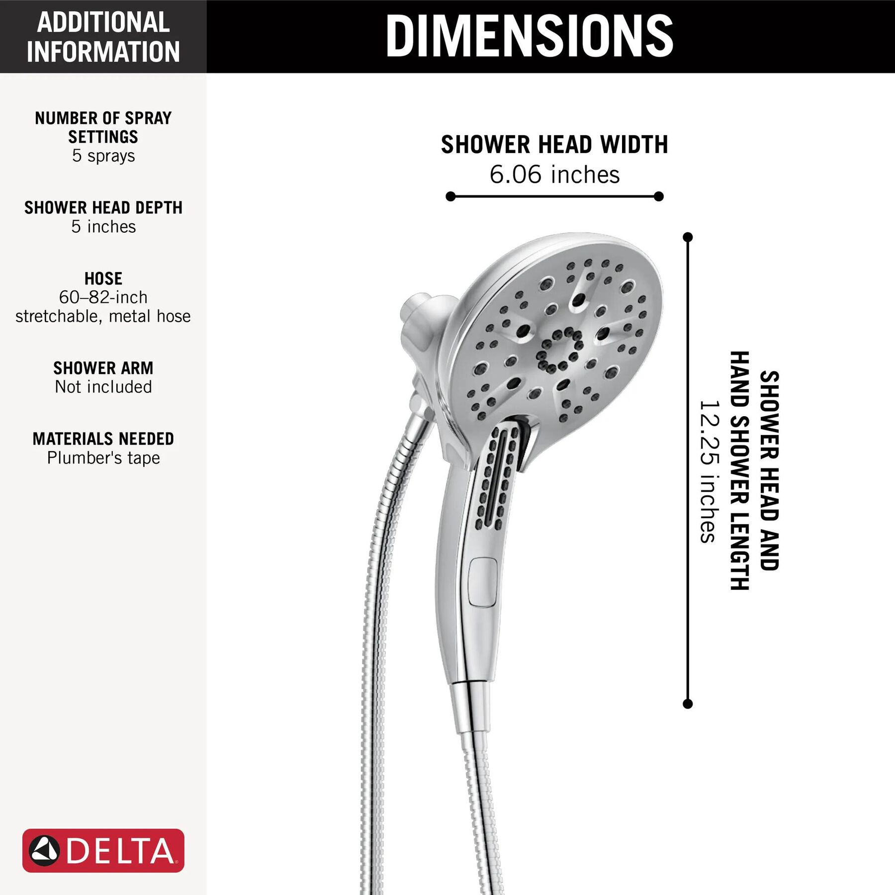 In2ition&reg; H<sub>2</sub>Okinetic&reg; 5-Setting Two-in-One Shower (Recertified)