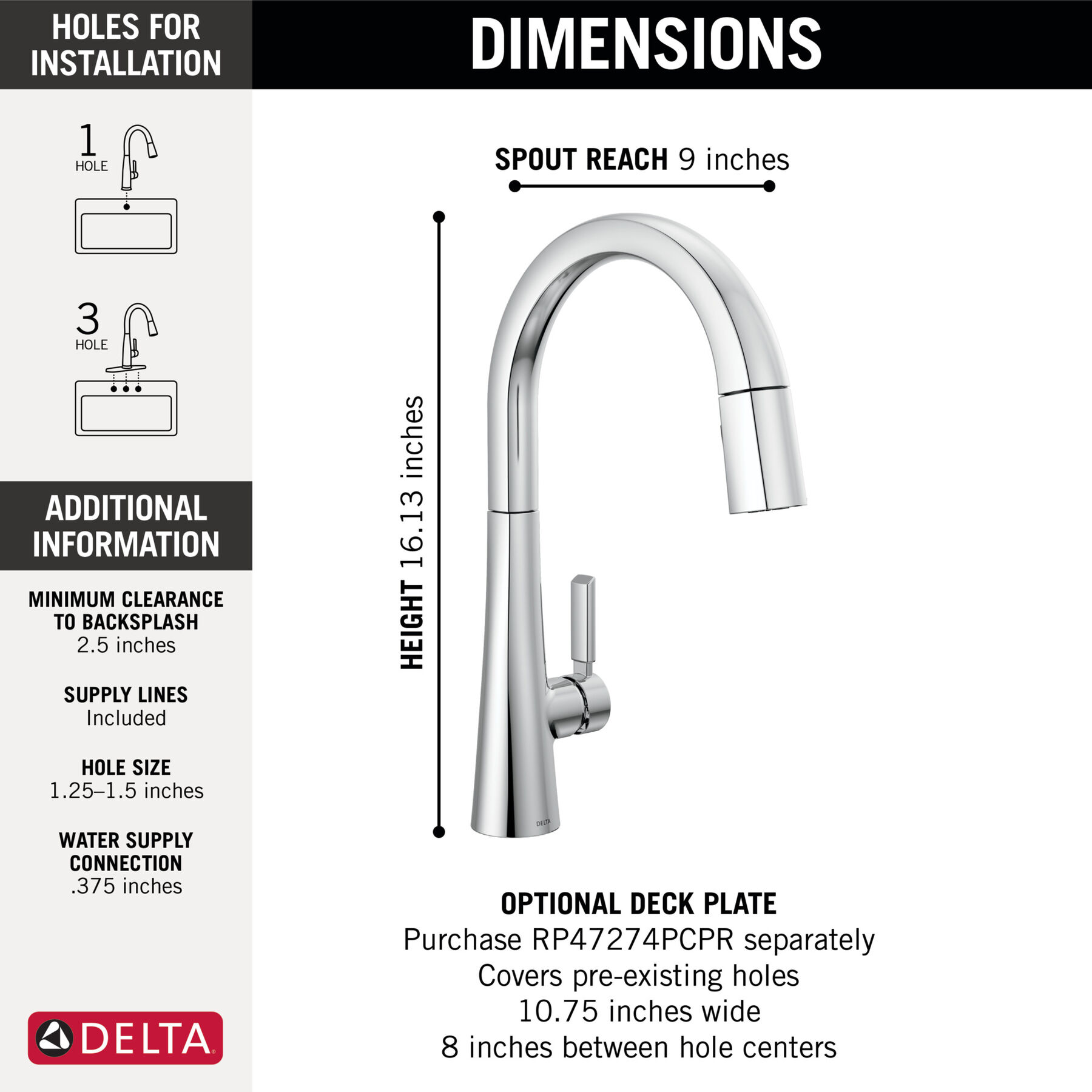 Single Handle Pull-Down Kitchen Faucet (Recertified)