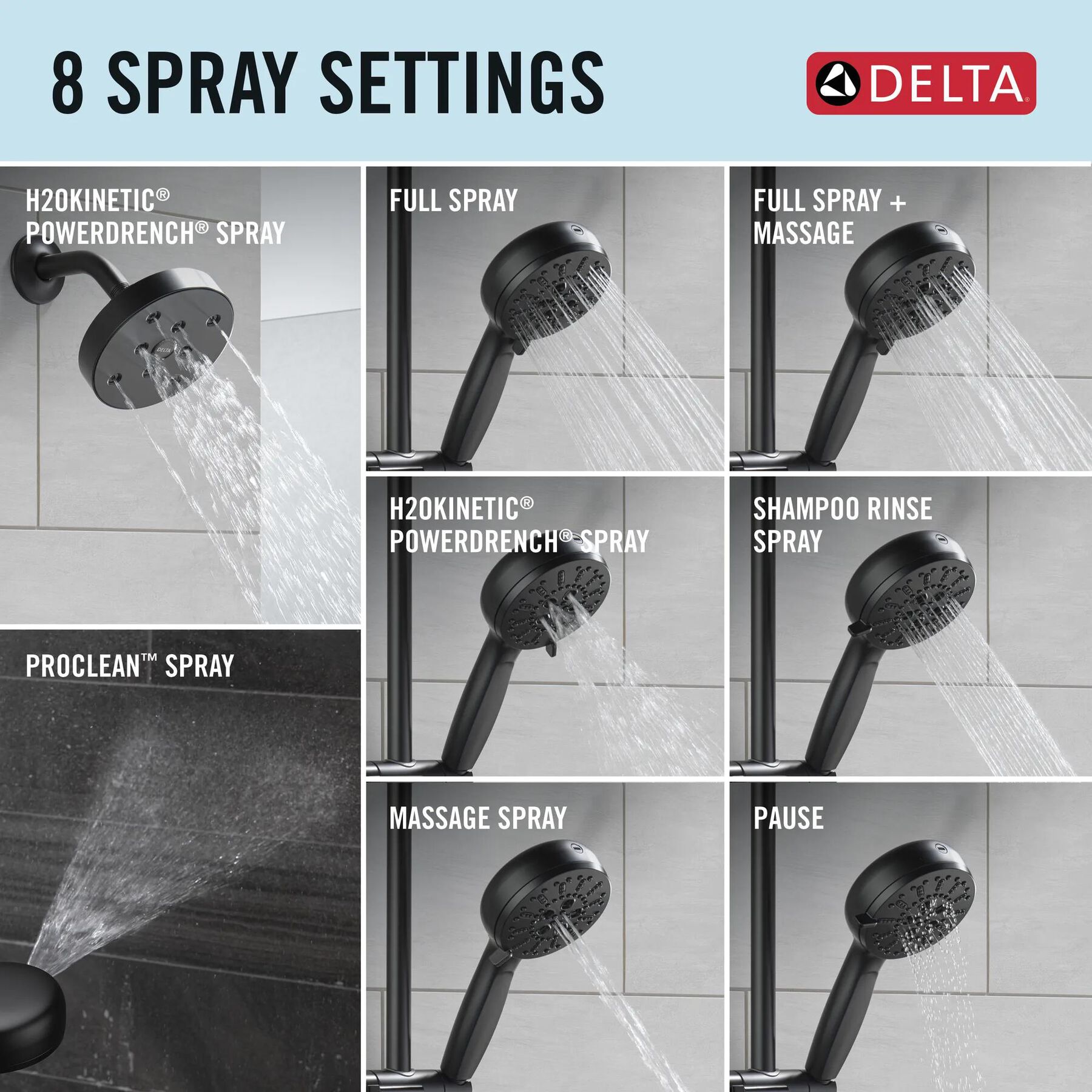 3-Function Custom Shower Bundle with ProClean Hand Shower
