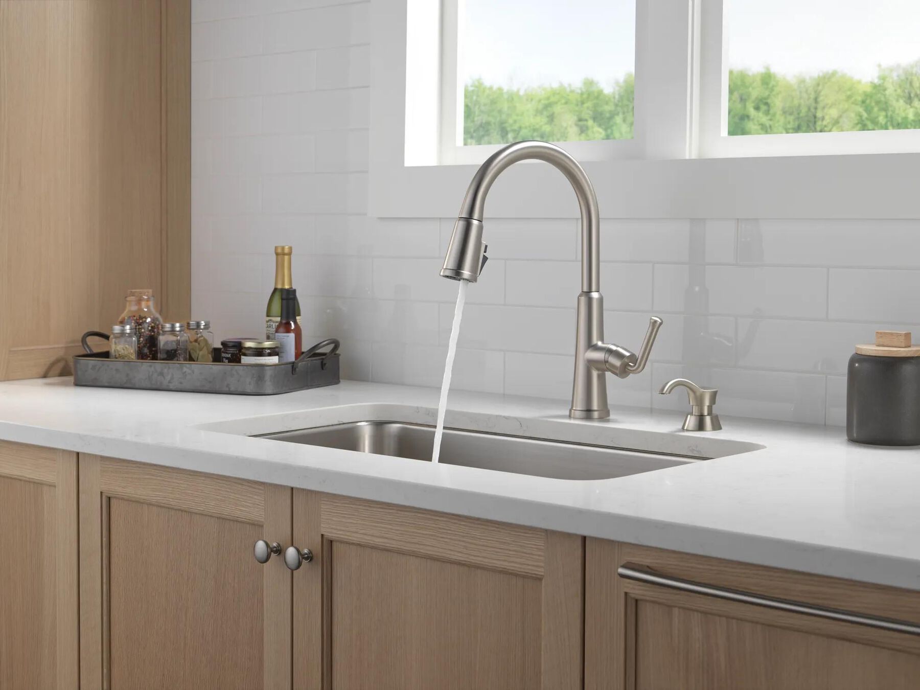 Single Handle Pull-Down Kitchen Faucet with Soap Dispenser and ShieldSpray&reg; Technology (Recertified)