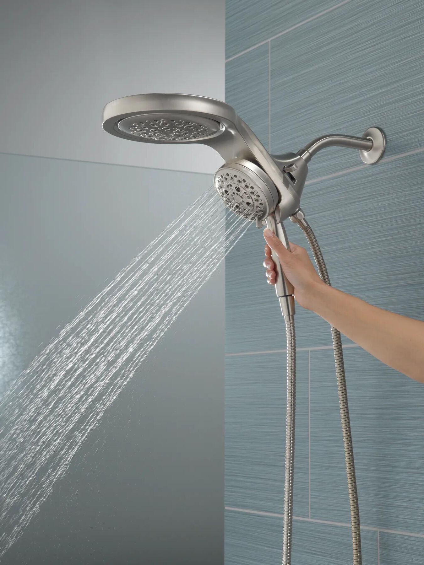 HydroRain&reg; H<sub>2</sub>Okinetic&reg; 5-Setting Two-in-One Shower Head