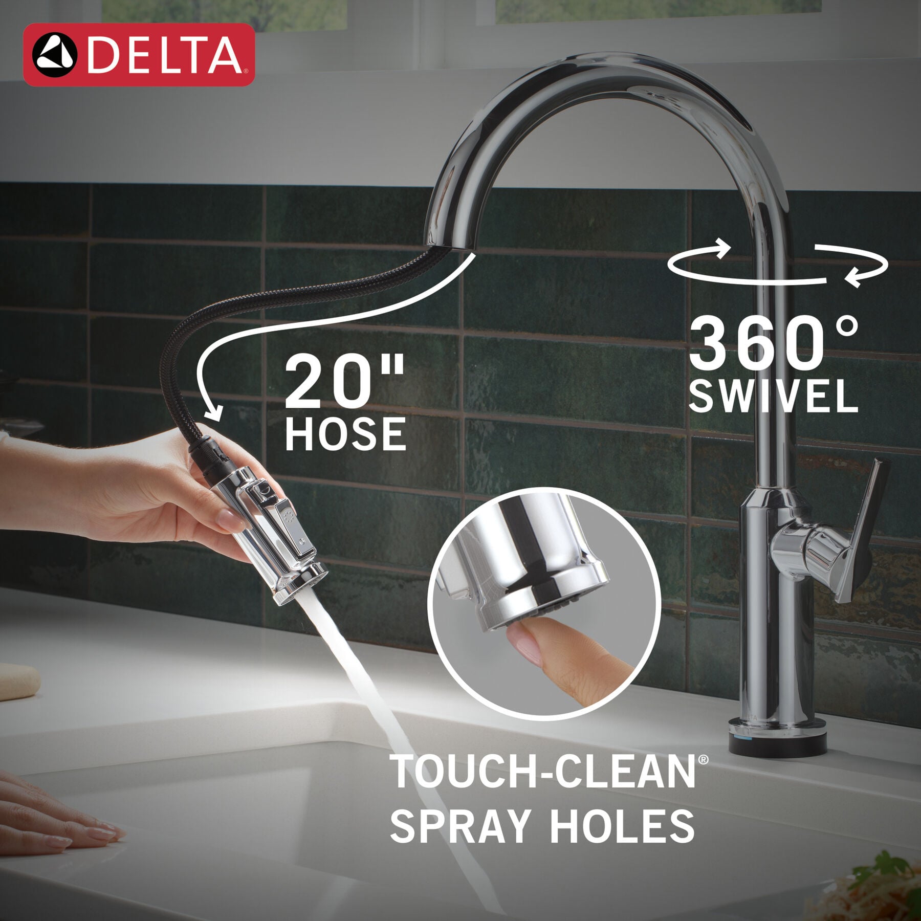 Touch2O&reg; Technology Kitchen Faucet with Touchless Technology