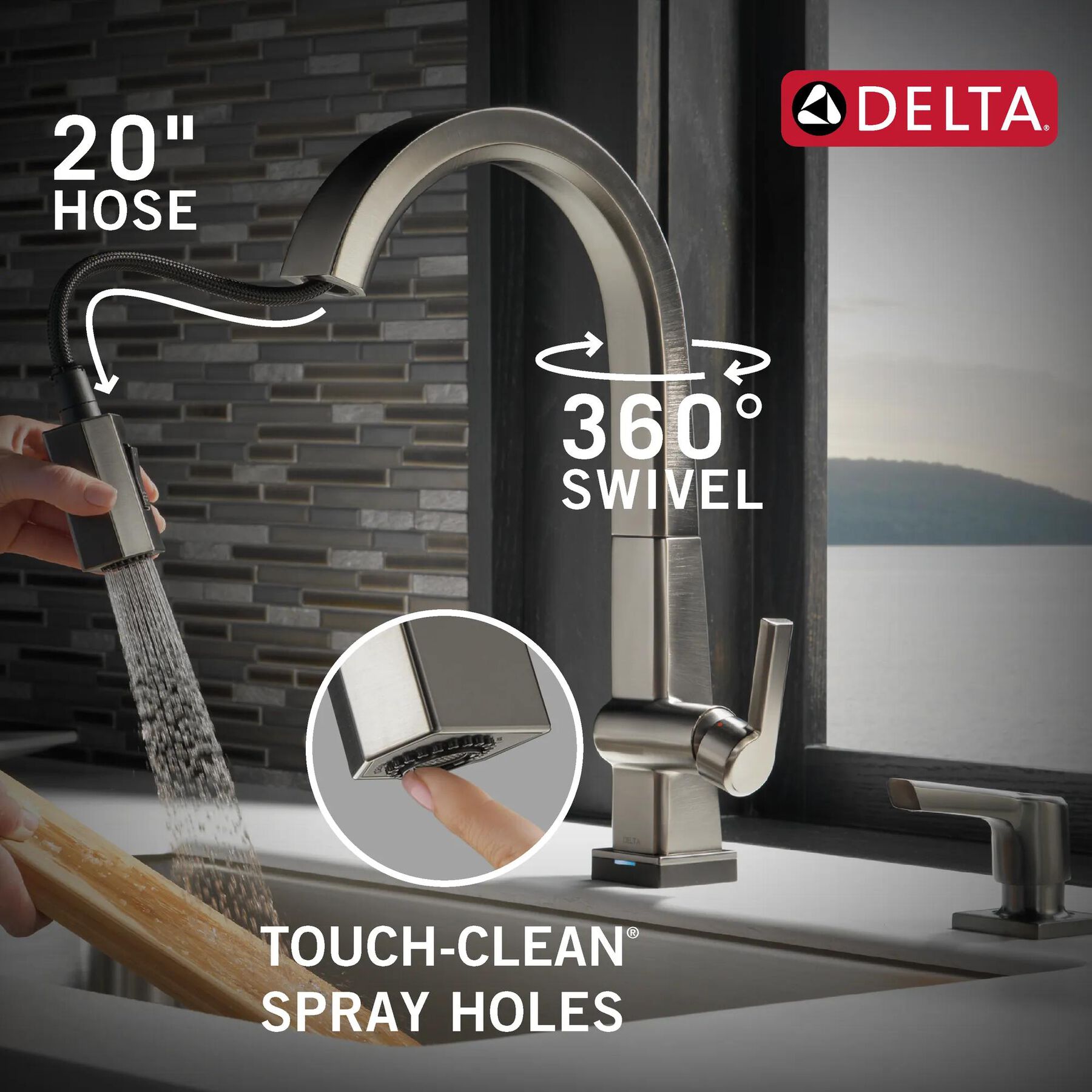 Single Handle Pull Down Kitchen Faucet with Touch<sub>2</sub>O&reg; Technology