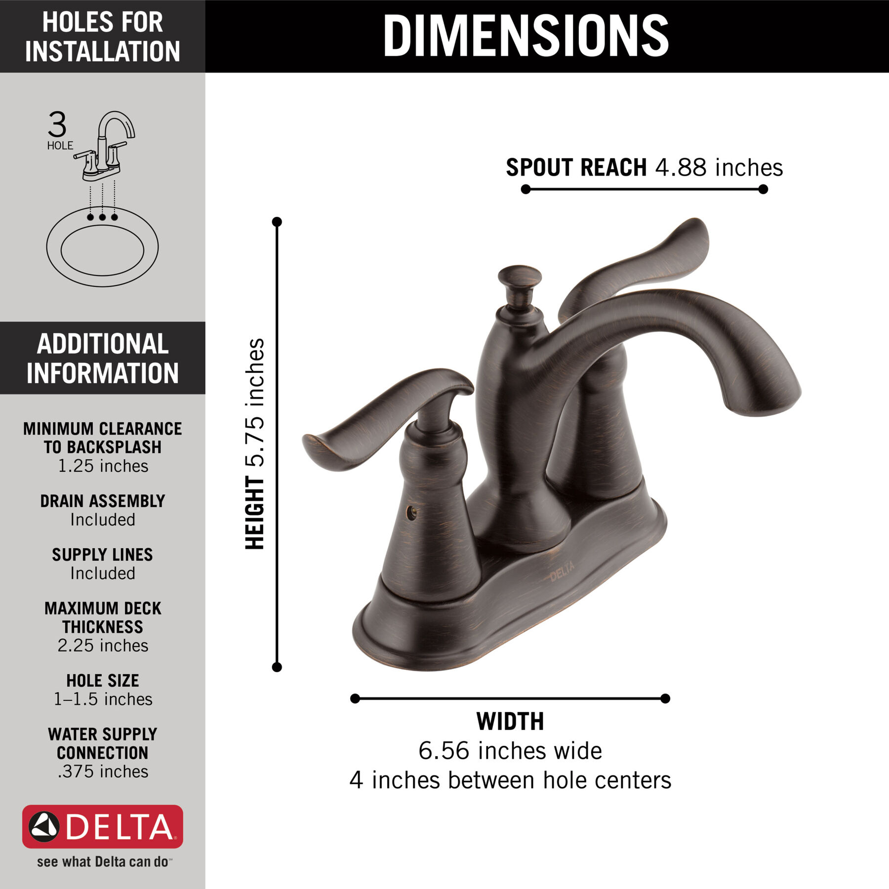 Two Handle Centerset Bathroom Faucet (Recertified)