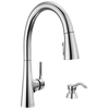 Single Handle Pull-Down Kitchen Faucet with Soap Dispenser and ShieldSpray Technology