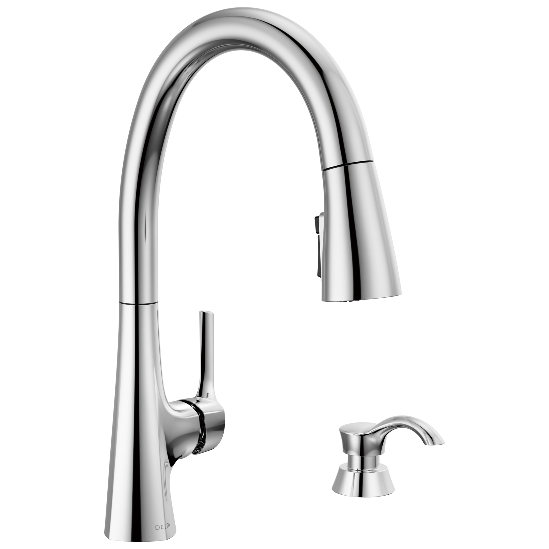 Single Handle Pull-Down Kitchen Faucet with Soap Dispenser and ShieldSpray Technology