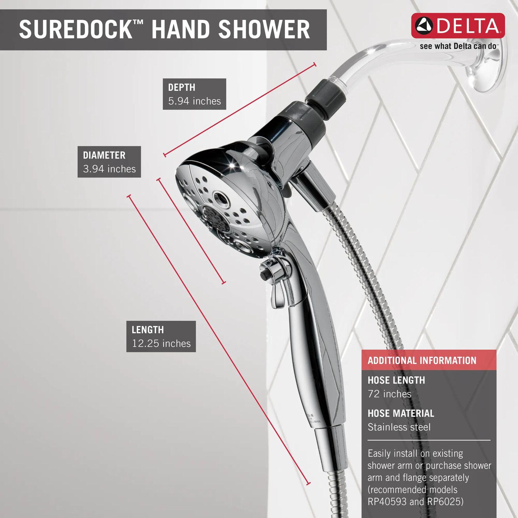 SureDock&trade; 5-Setting Hand Shower