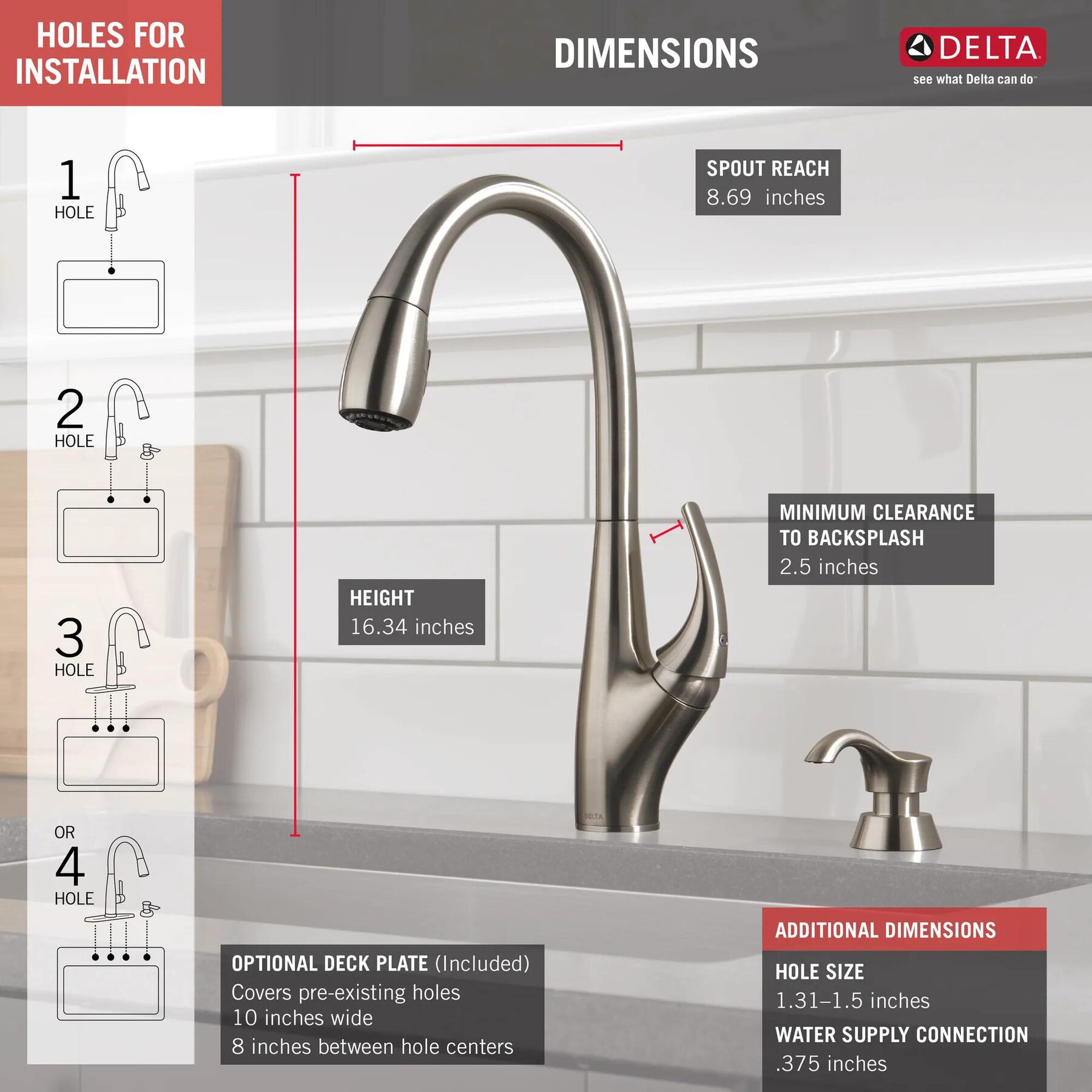 Single Handle Pull-Down Kitchen Faucet with Soap Dispenser and ShieldSpray&reg; Technology