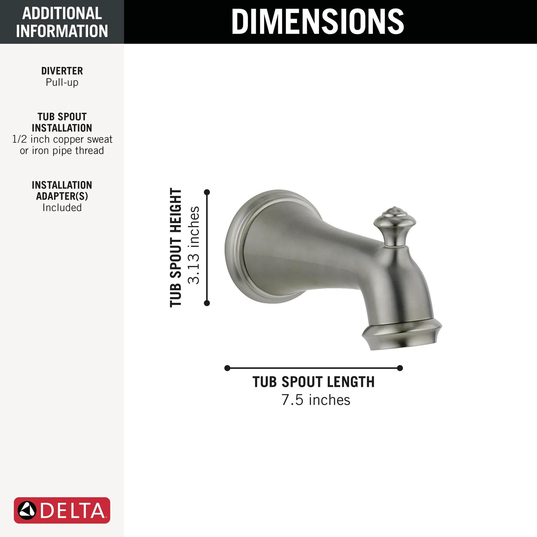 Tub Spout - Pull-Up Diverter