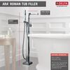 Single Handle Floor Mount Tub Filler Trim with Hand Shower