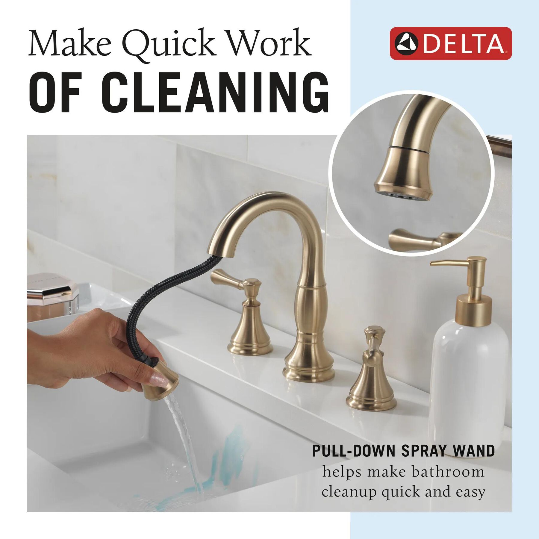 Two Handle Widespread Pull Down Bathroom Faucet