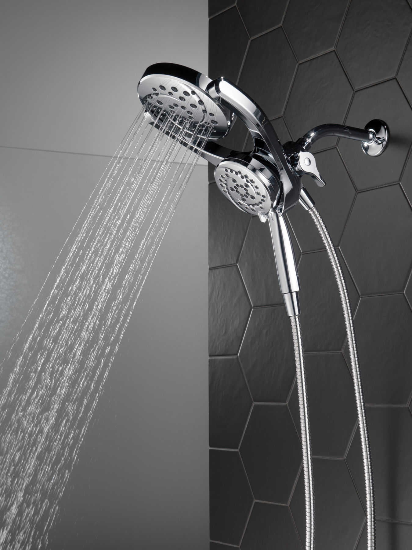 HydroRain&reg; 4-Setting Two-in-One Shower Head (Recertified)