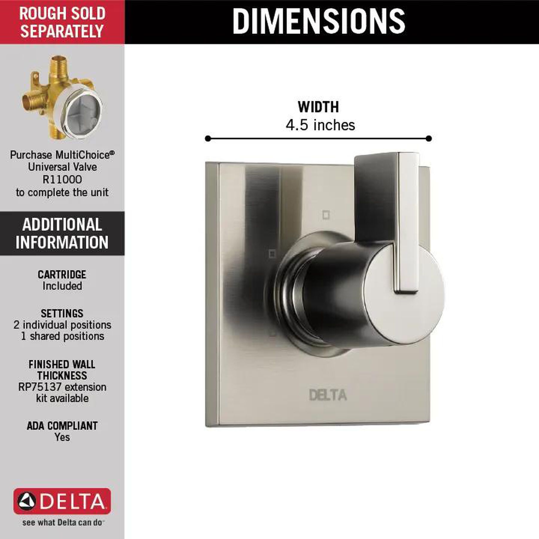 3-Setting 2-Port Diverter Trim