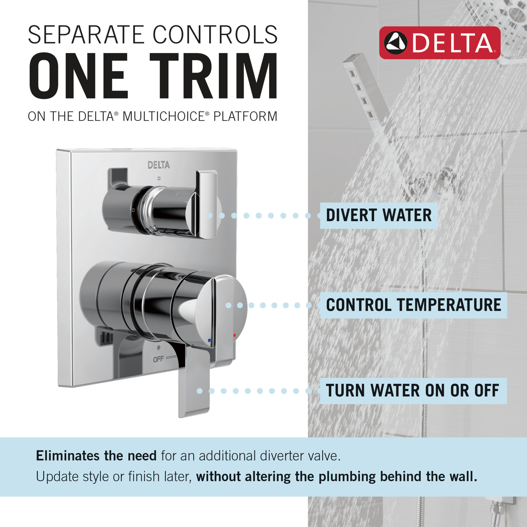 Angular Modern Monitor&reg; 17 Series Valve Trim with 3-Setting Integrated Diverter (Recertified)
