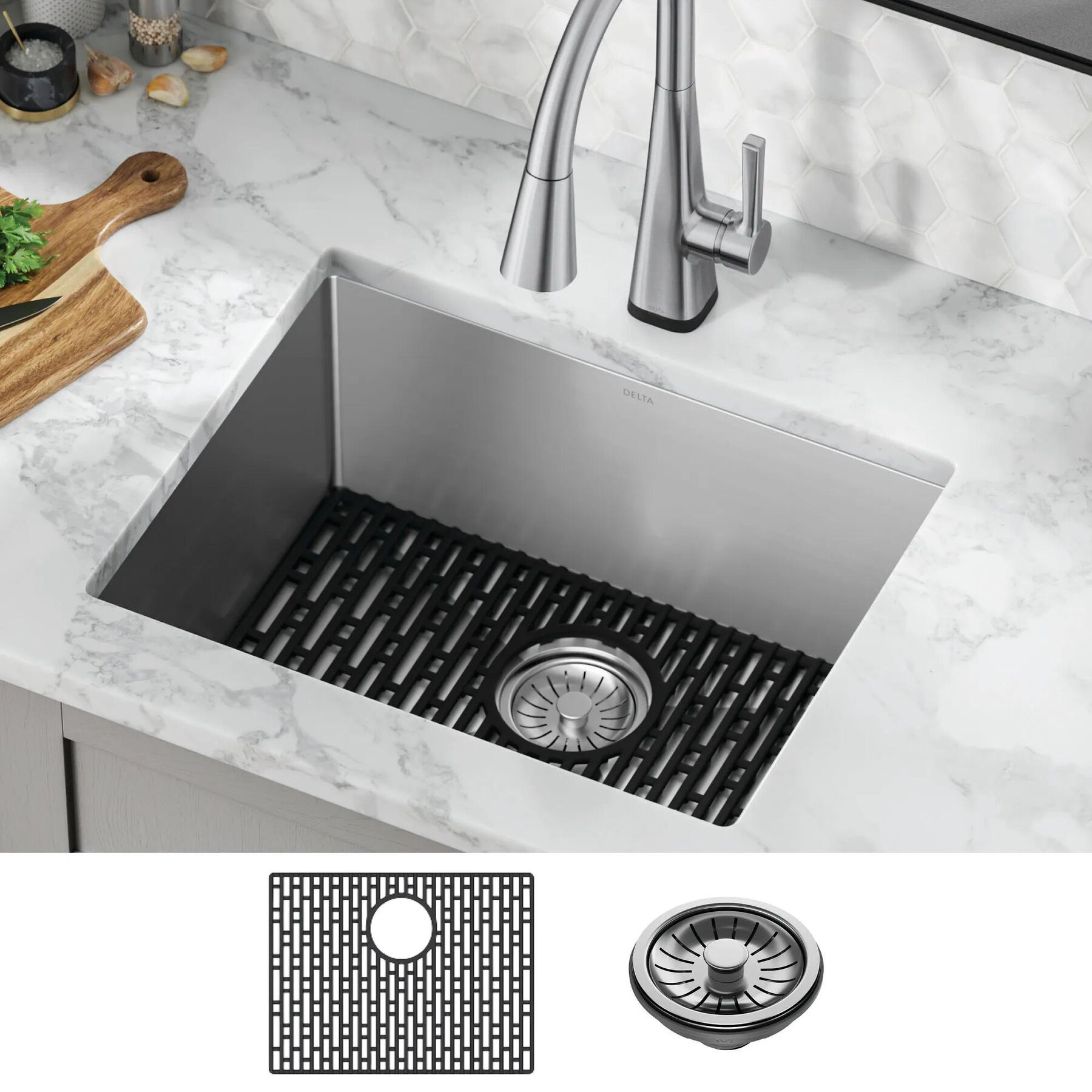 23&rdquo; Undermount Stainless Steel Single Bowl Kitchen Sink&nbsp;with Accessories