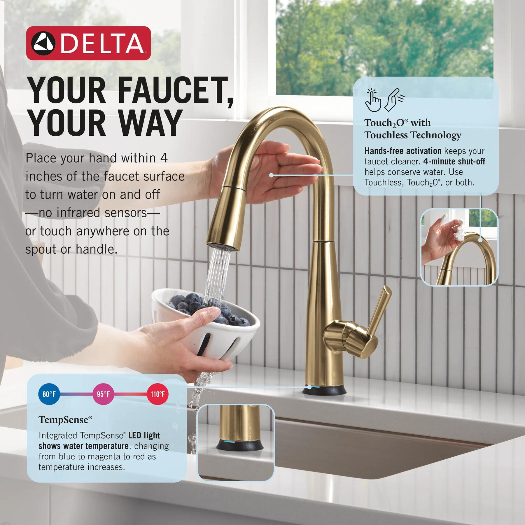 Touch<sub>2</sub>O&reg; Technology Kitchen Faucet with Touchless Technology