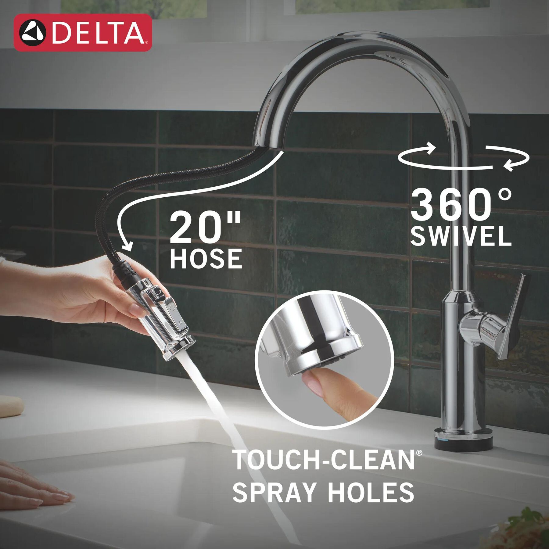 Touch2O&reg; Technology Kitchen Faucet with Touchless Technology