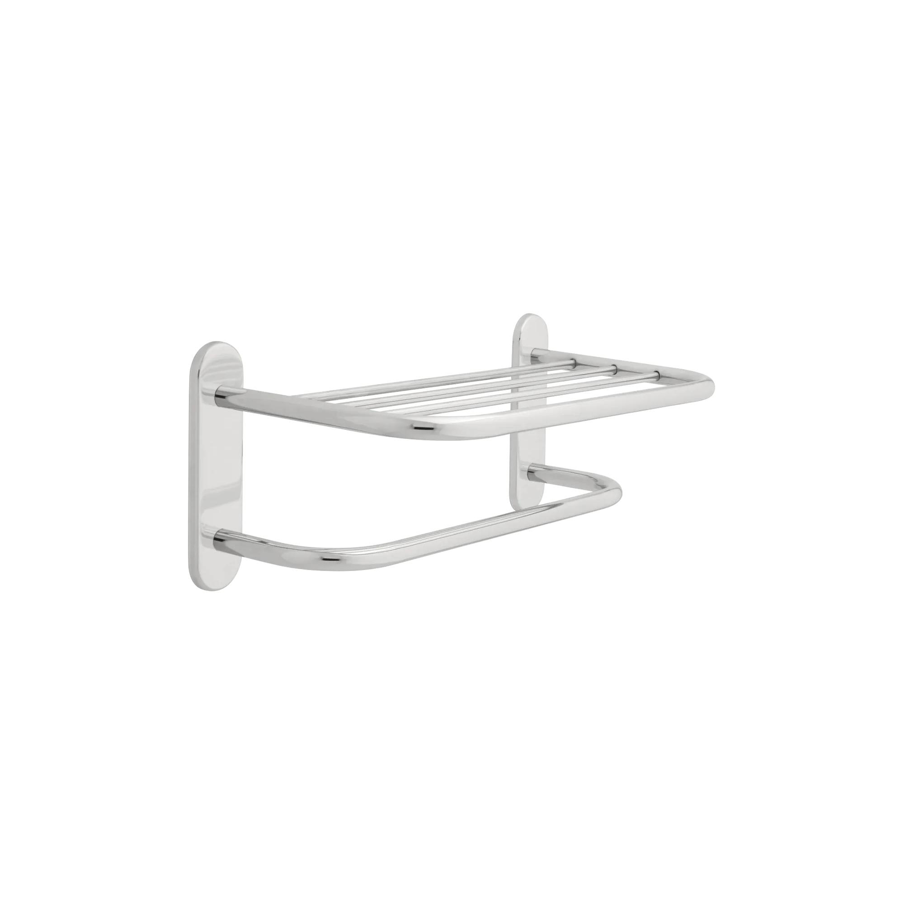18" Brass Towel Shelf with One Bar, Concealed Mounting