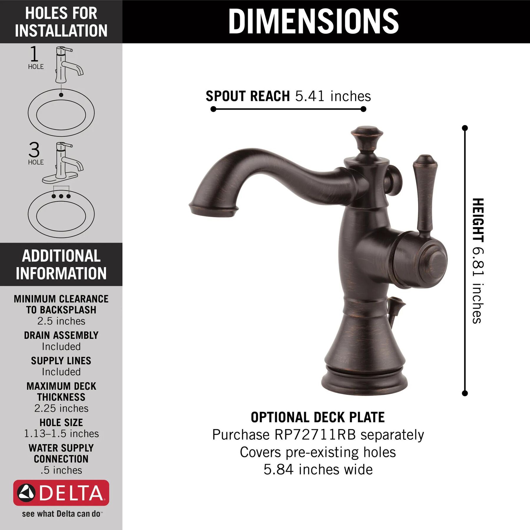 Single Handle Bathroom Faucet (Recertified)
