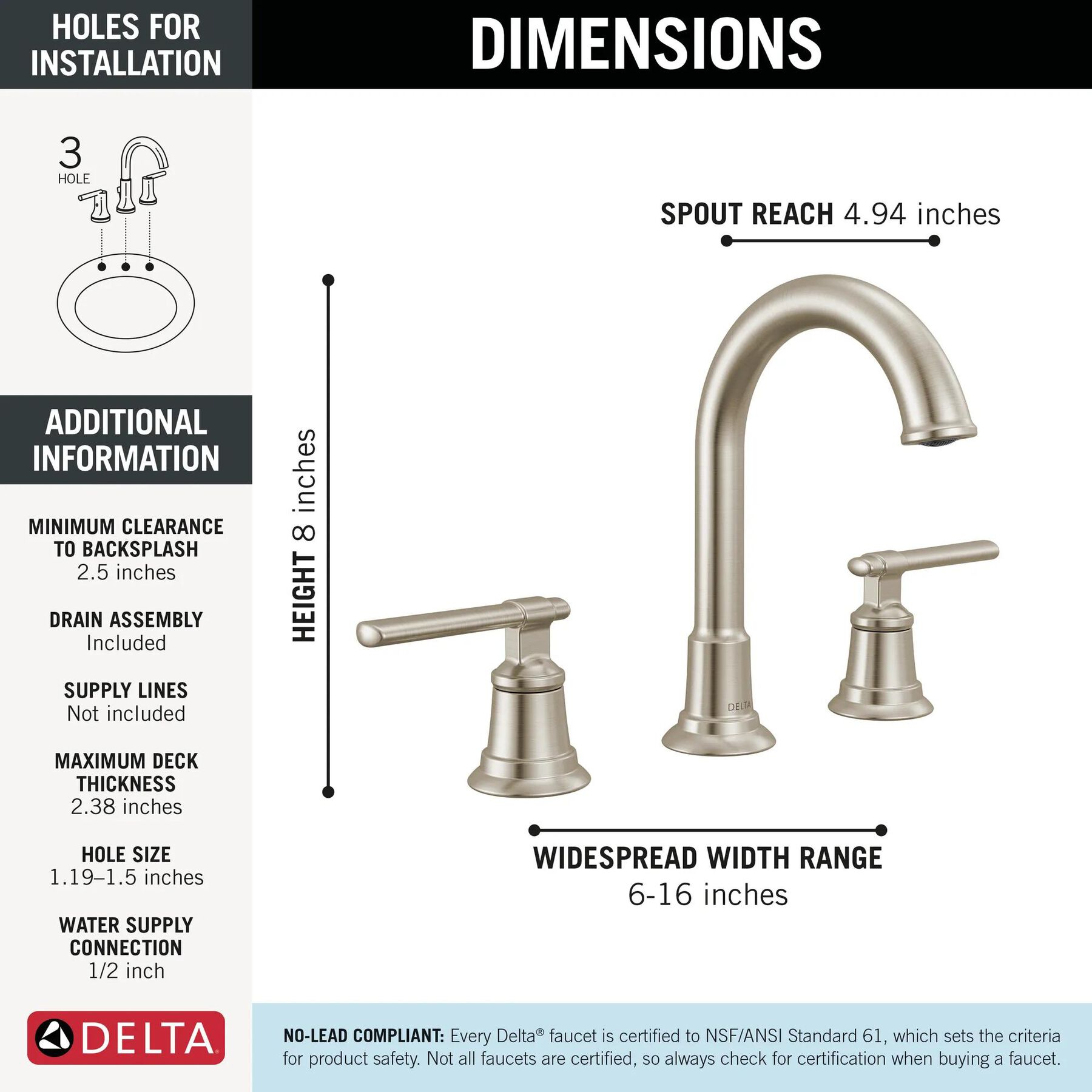 Two Handle Widespread Bathroom Faucet