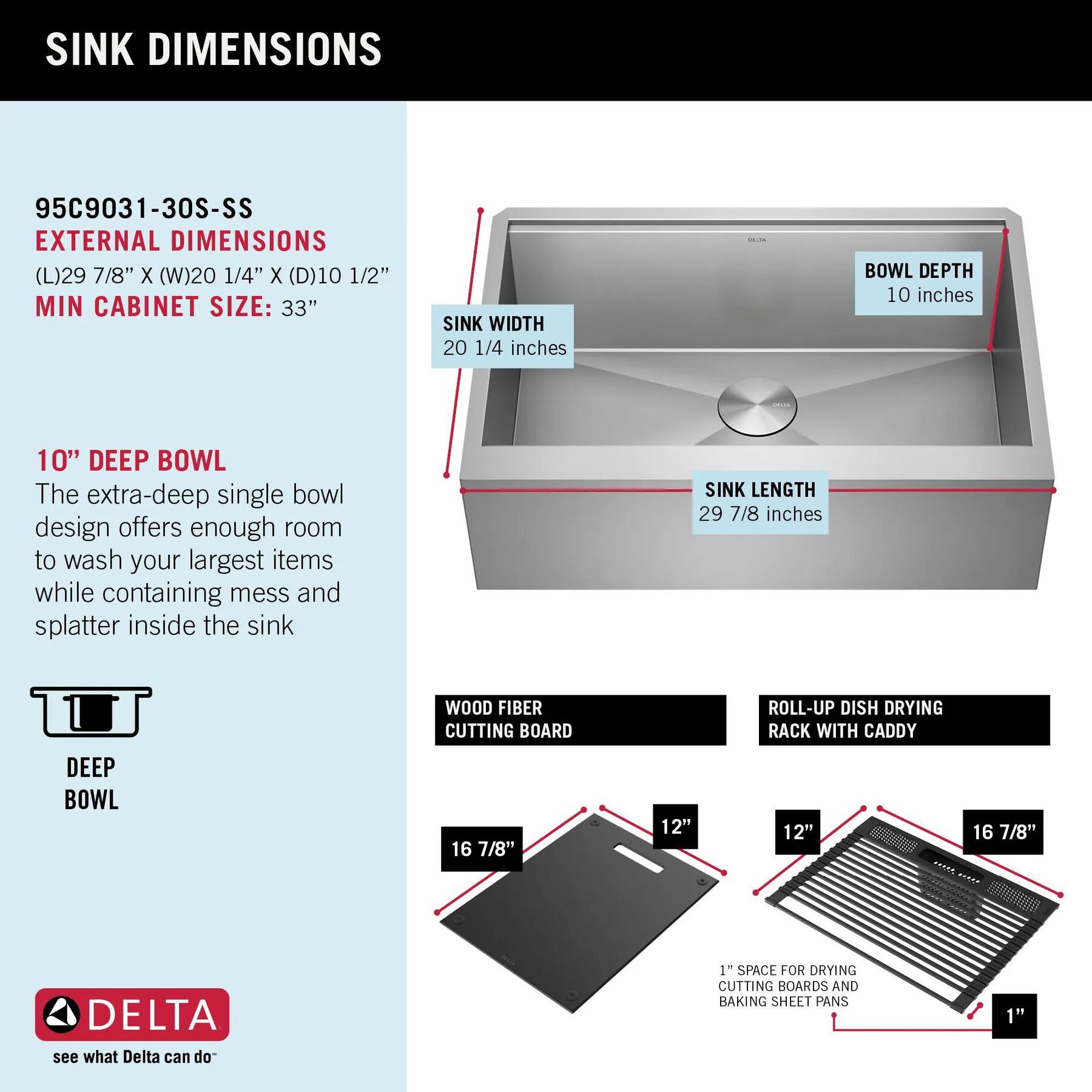 30&rdquo; Workstation Undermount&nbsp;Single Bowl&nbsp;16 Gauge Stainless Steel&nbsp;Farmhouse Apron Front Kitchen Sink&nbsp;with&nbsp;WorkFlow&trade; Ledge and Accessories