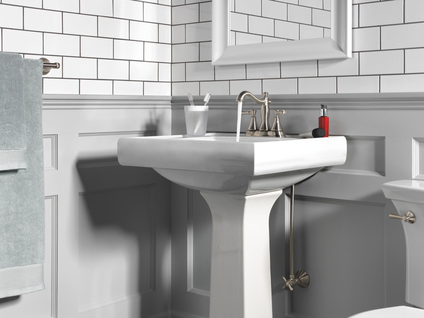 Two Handle Centerset Bathroom Faucet - Metal Pop-Up (Recertified)