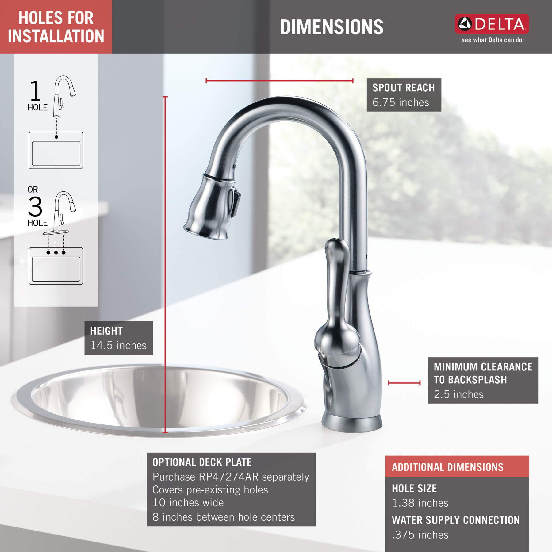 Single Handle Pull-Down Bar / Prep Faucet (Recertified)