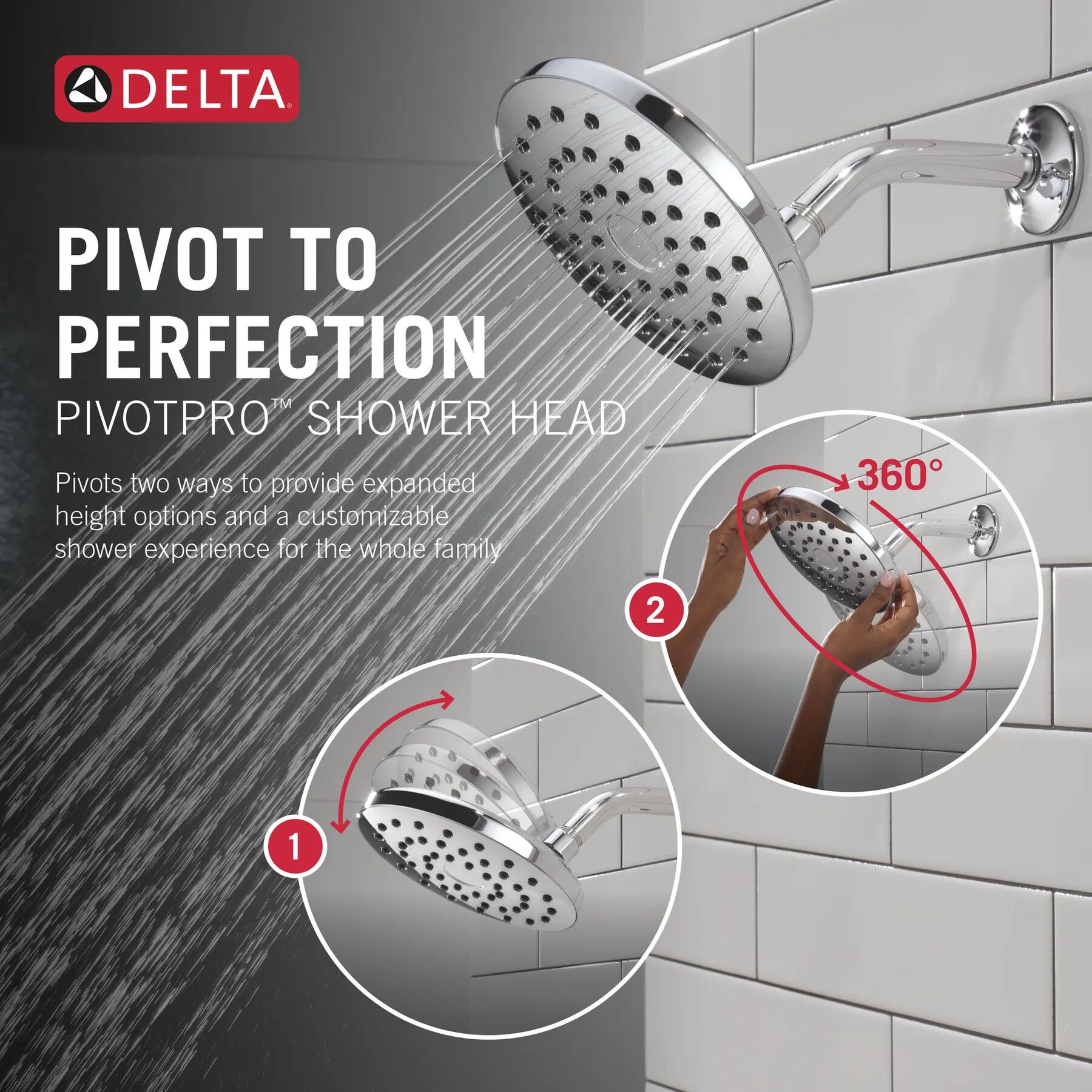 PivotPro&trade; Raincan Shower Head